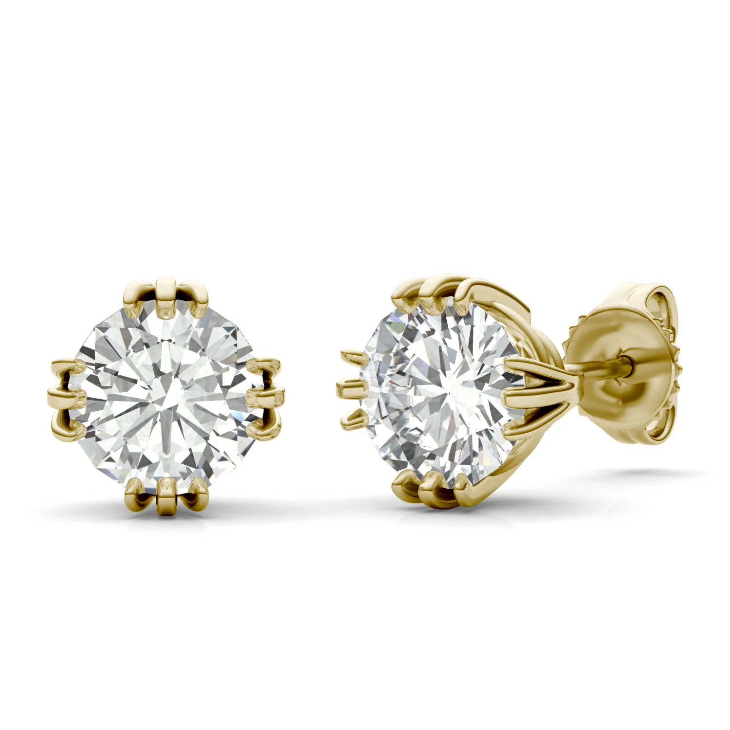 2.00 CTW DEW Forever One Round Moissanite Stud Earrings - Image 3
