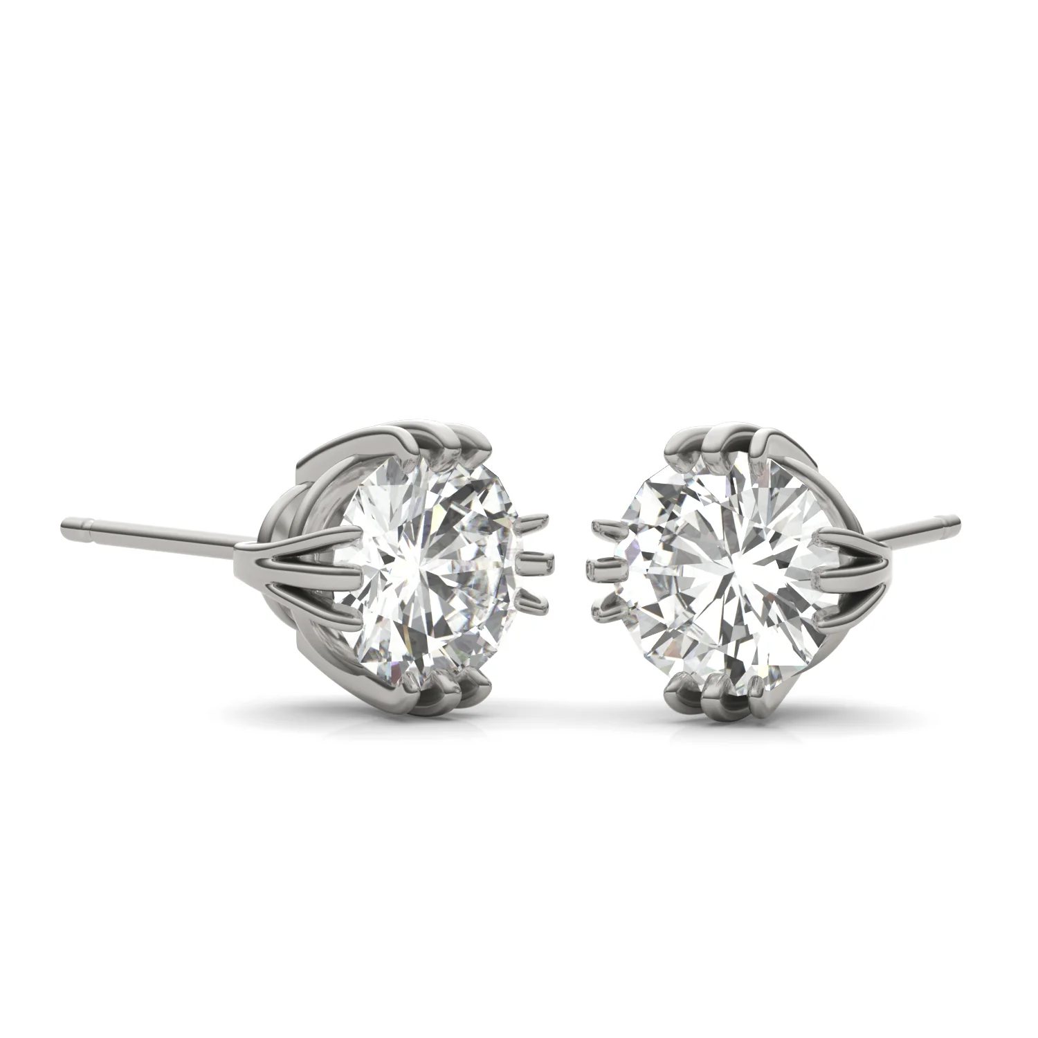 2.00 CTW DEW Round Moissanite Triple Prong Stud Earrings - Image 4