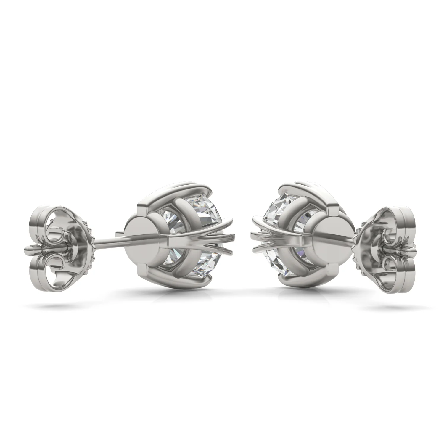 2.00 CTW DEW Round Moissanite Triple Prong Stud Earrings - Image 5