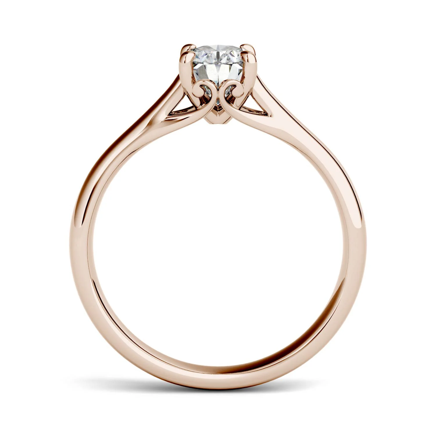 2.10 CTW DEW Oval Moissanite Four Prong Solitaire Engagement Ring in 14K Rose Gold - Image 3