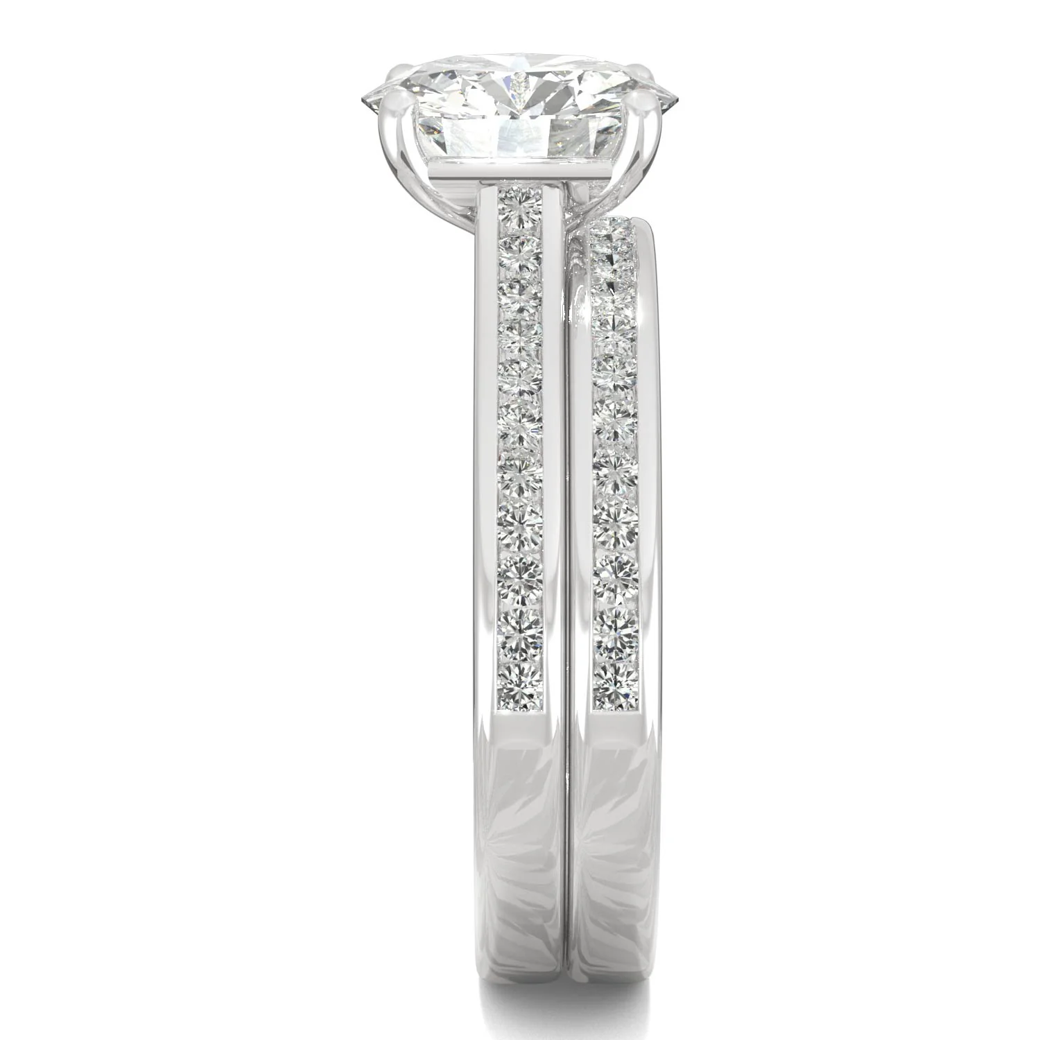 2.27 CTW DEW Round Moissanite Channel Set Bridal Set in 14K White Gold - Image 5