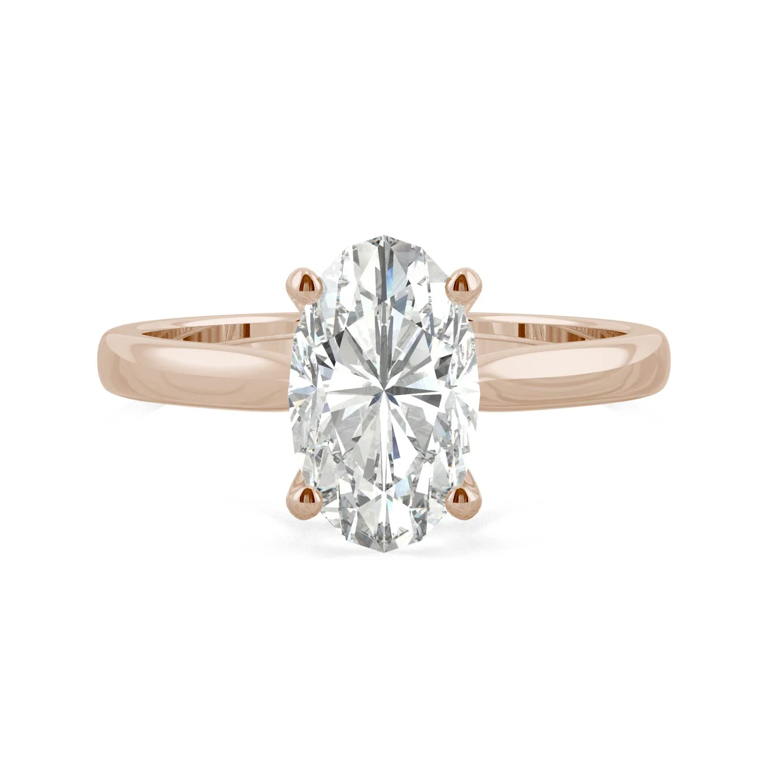 2.30 CTW DEW 14K Rose Gold Moissanite Elongated Oval Solitaire Engagement Ring - Image 4