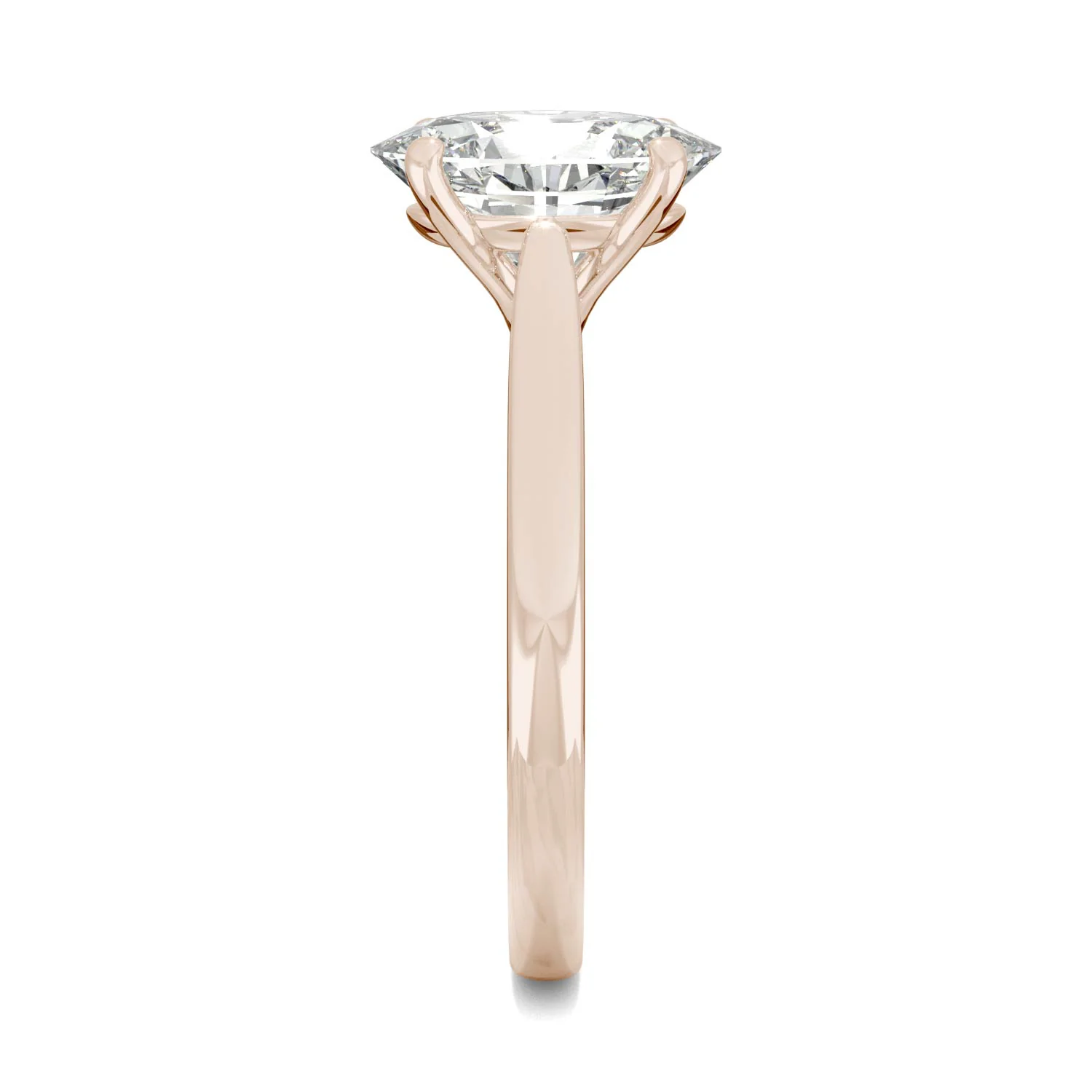 2.30 CTW DEW 14K Rose Gold Moissanite Elongated Oval Solitaire Engagement Ring - Image 5