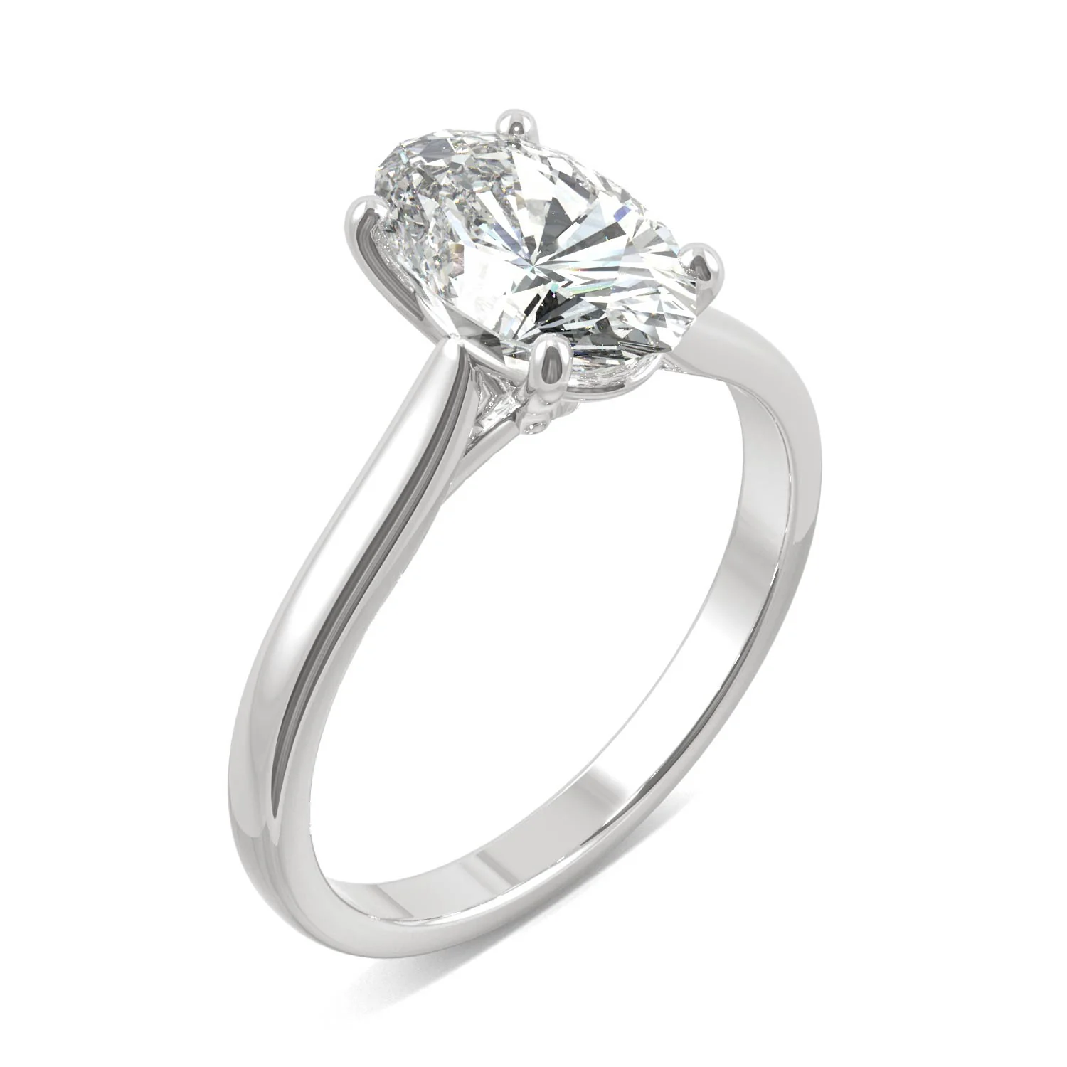 2.30 CTW DEW 14K White Gold Moissanite Elongated Oval Solitaire Engagement Ring - Image 2
