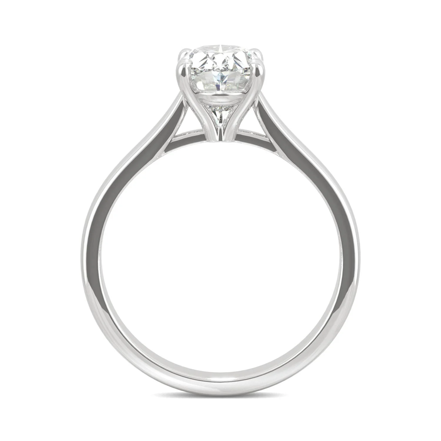 2.30 CTW DEW 14K White Gold Moissanite Elongated Oval Solitaire Engagement Ring - Image 3
