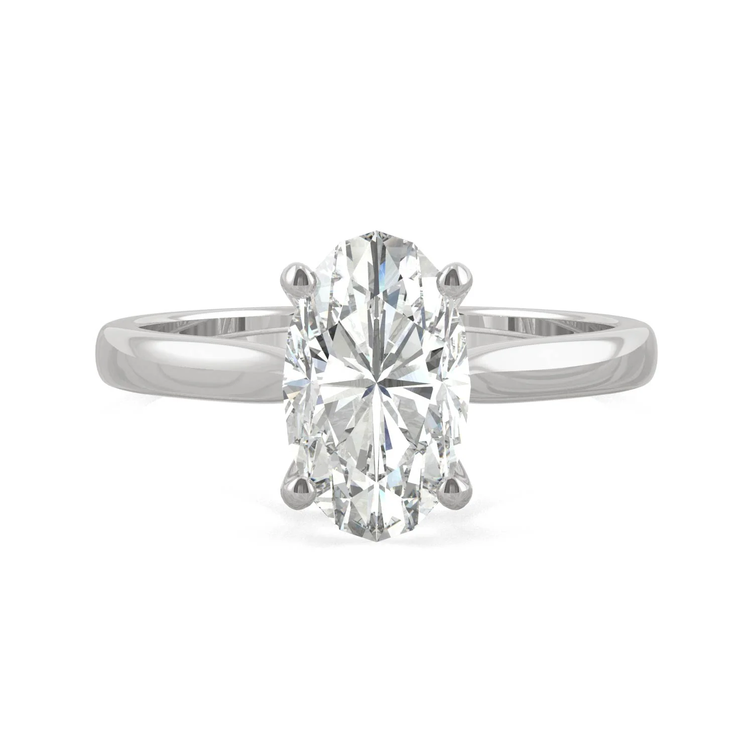 2.30 CTW DEW 14K White Gold Moissanite Elongated Oval Solitaire Engagement Ring - Image 4