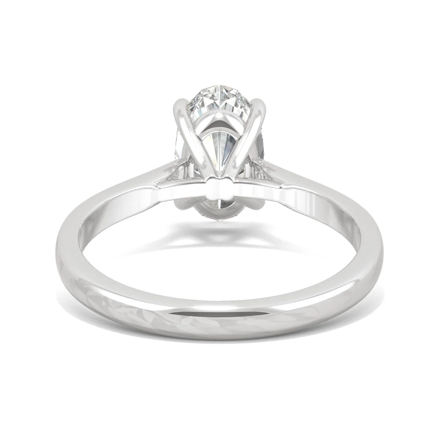 2.30 CTW DEW 14K White Gold Moissanite Elongated Oval Solitaire Engagement Ring - Image 6