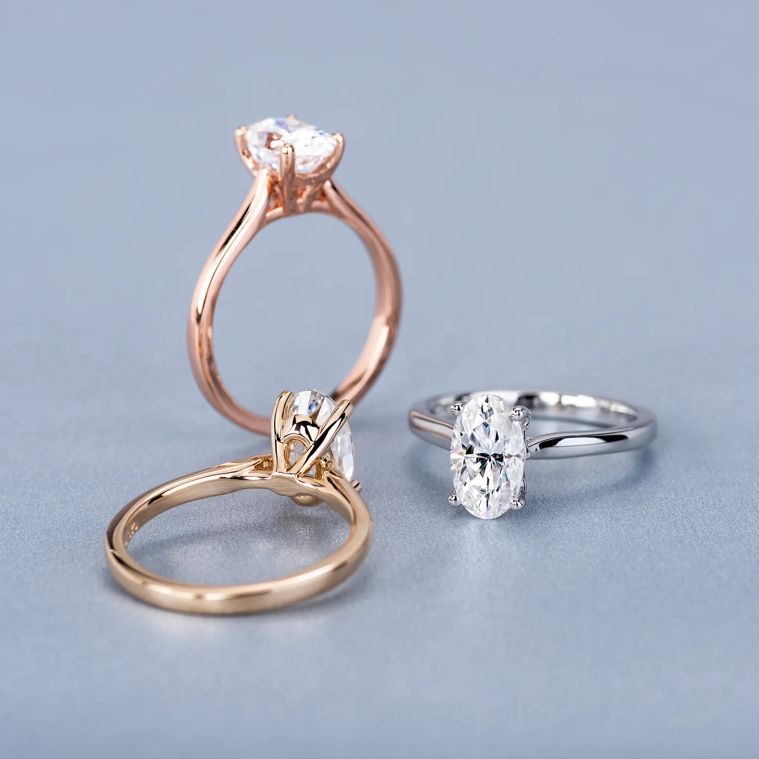 2.30 CTW DEW 14K White Gold Moissanite Elongated Oval Solitaire Engagement Ring - Image 8