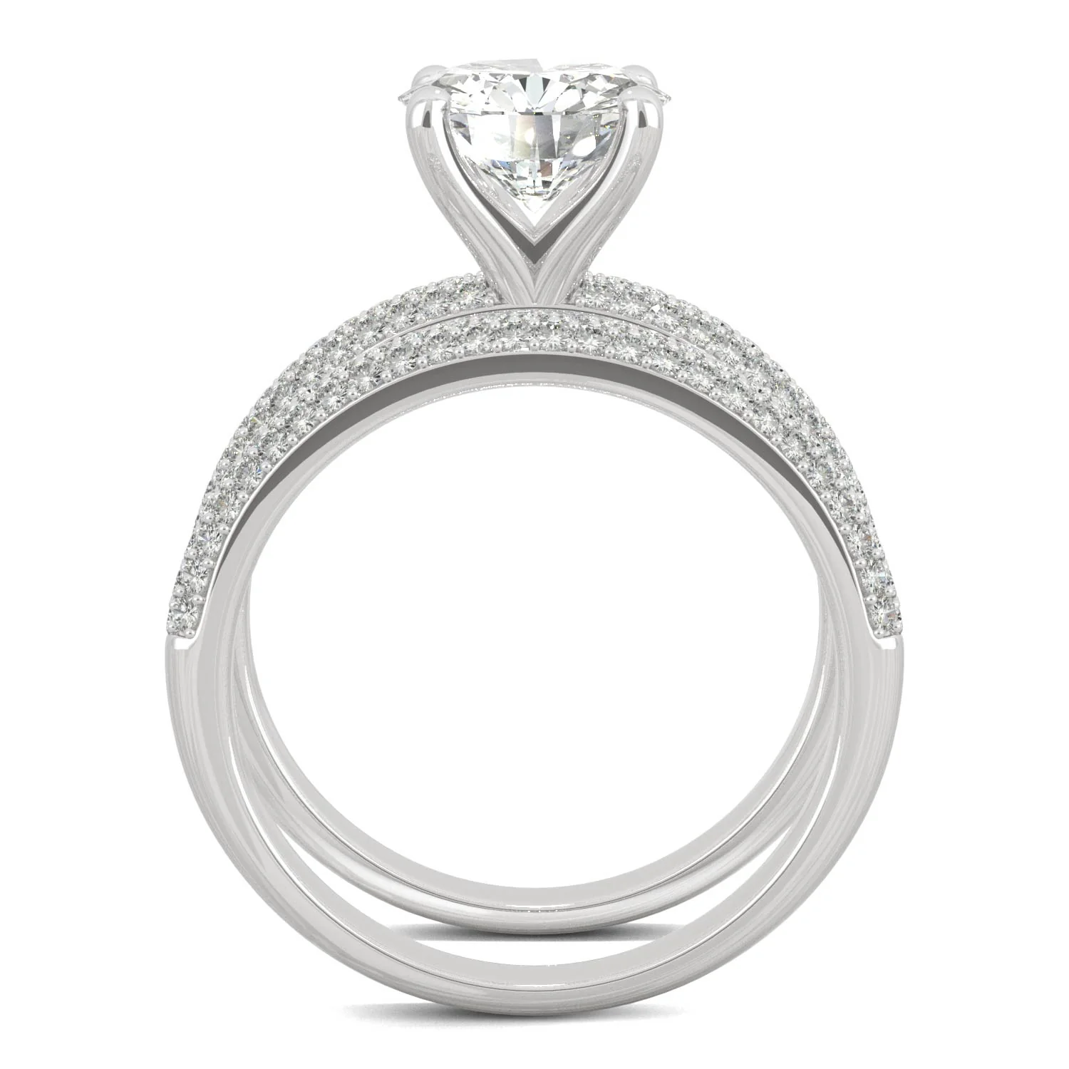 2.34 CTW DEW 14K White Gold Round Moissanite Pave Bridal Set - Image 3