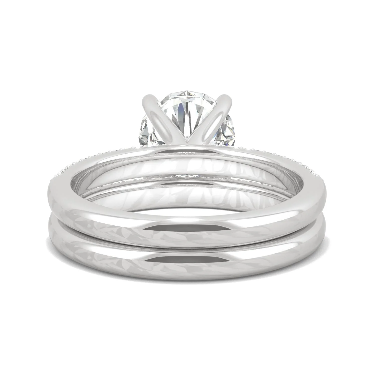 2.34 CTW DEW 14K White Gold Round Moissanite Pave Bridal Set - Image 6