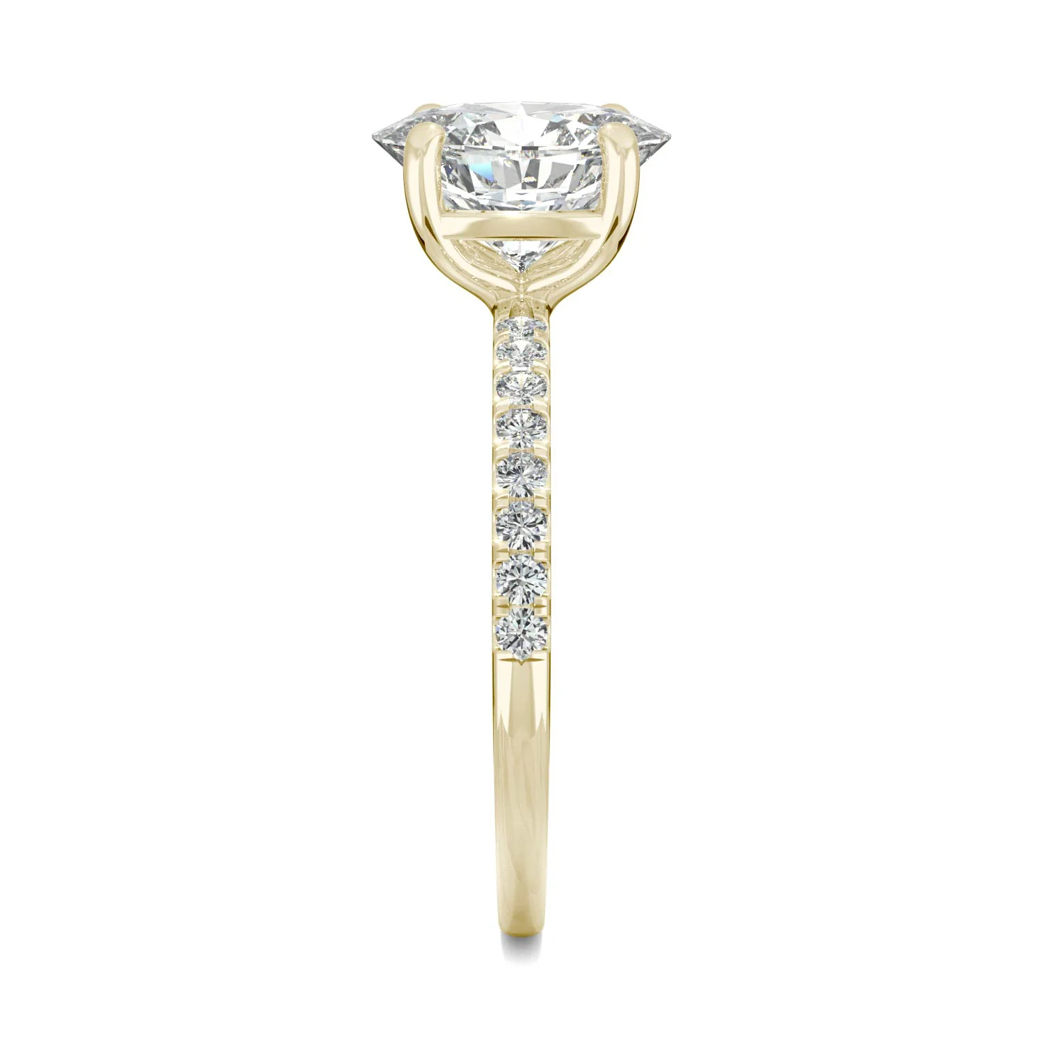 2.34 CTW DEW Oval Moissanite Side-Stone Engagement Ring in 14K Yellow Gold - Image 5