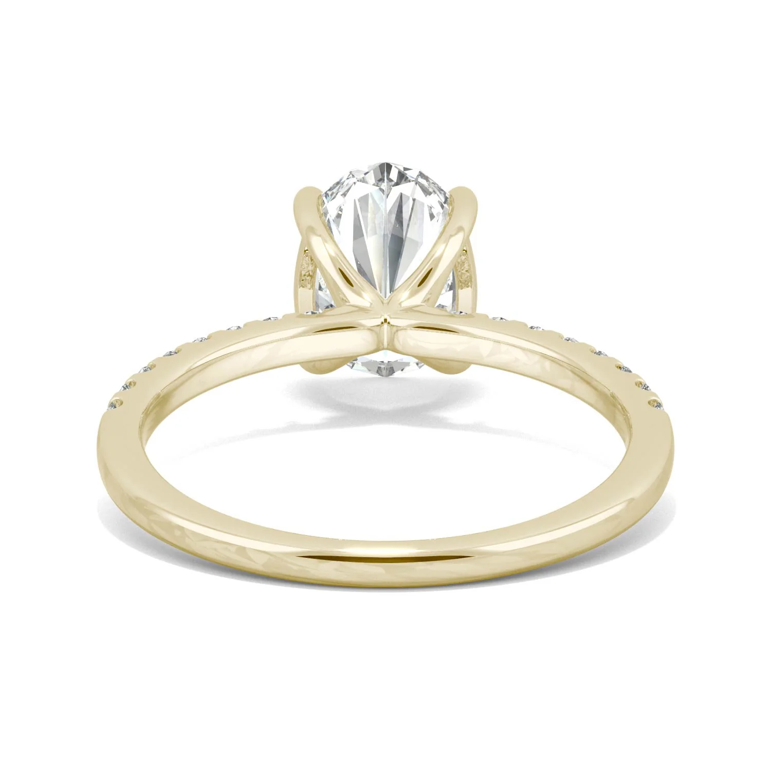 2.34 CTW DEW Oval Moissanite Side-Stone Engagement Ring in 14K Yellow Gold - Image 6
