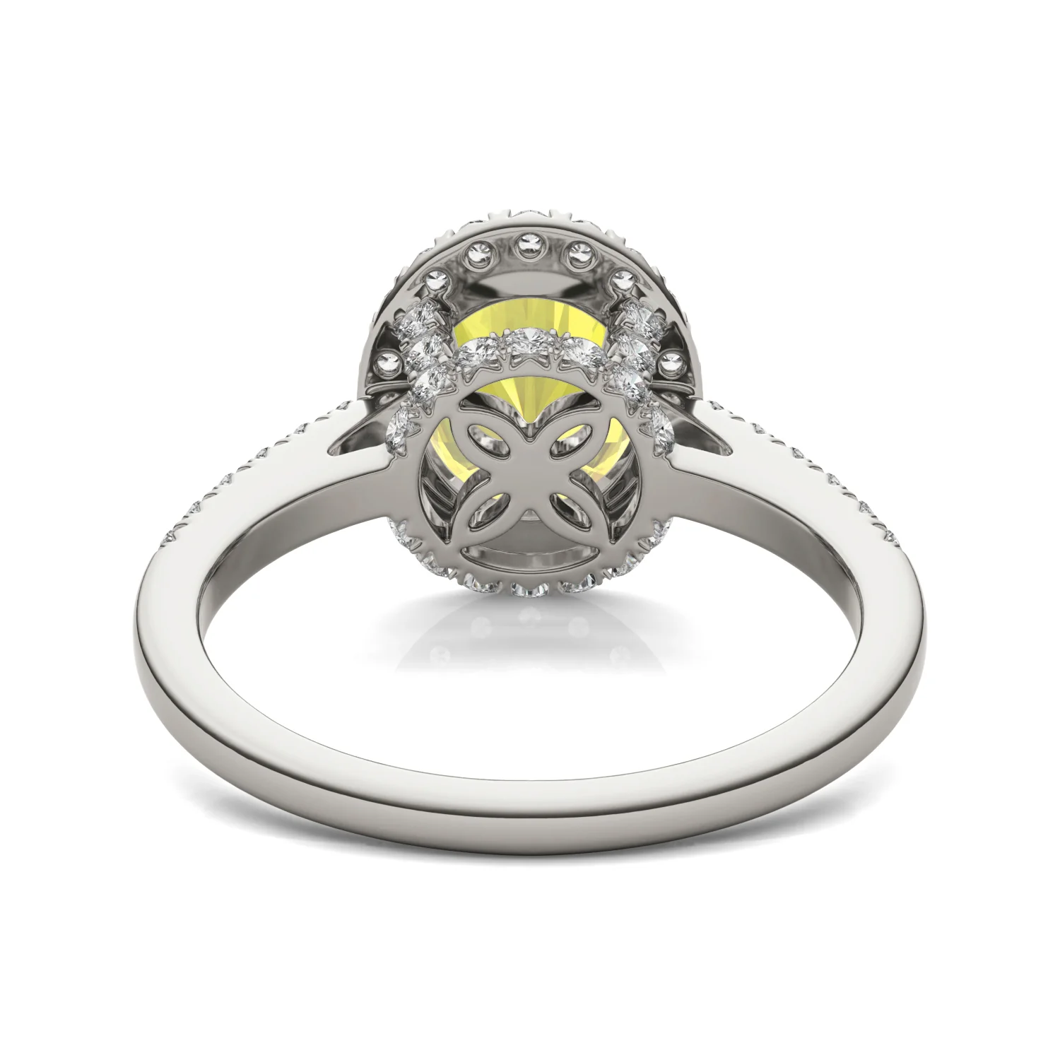 2.38 CTW DEW Oval Yellow Moissanite Halo Engagement Ring in 14K White Gold - Image 6