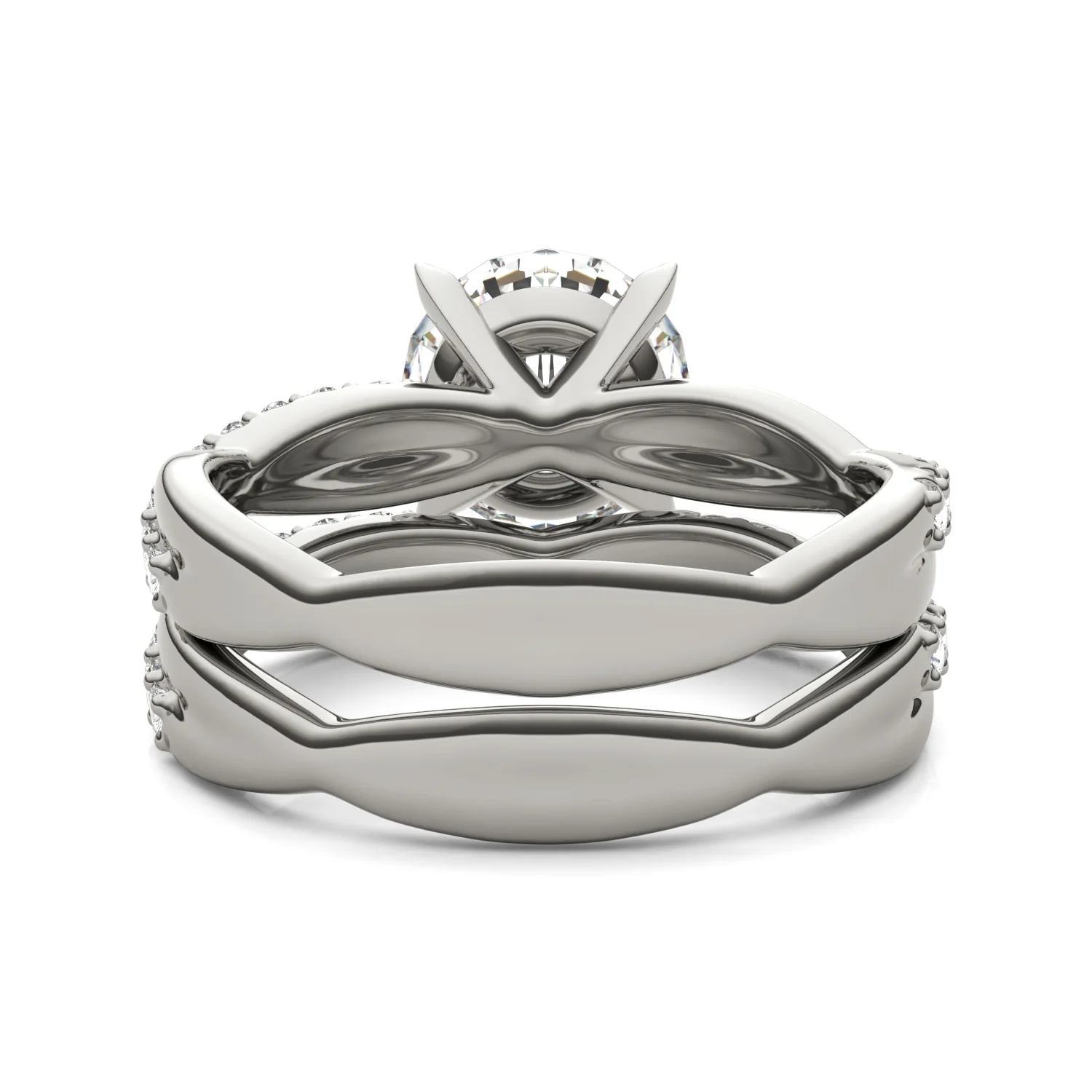 2.39 CTW DEW Round Moissanite Twist Wedding Set in 14K White Gold - Image 6