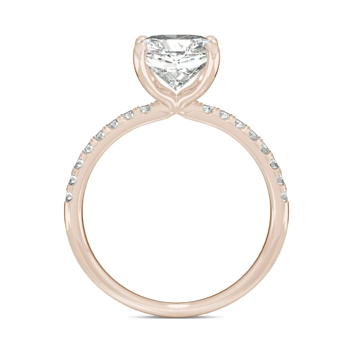 2.52 CTW DEW Cushion Moissanite Side-Stone Engagement Ring in 14K Rose Gold - Image 3