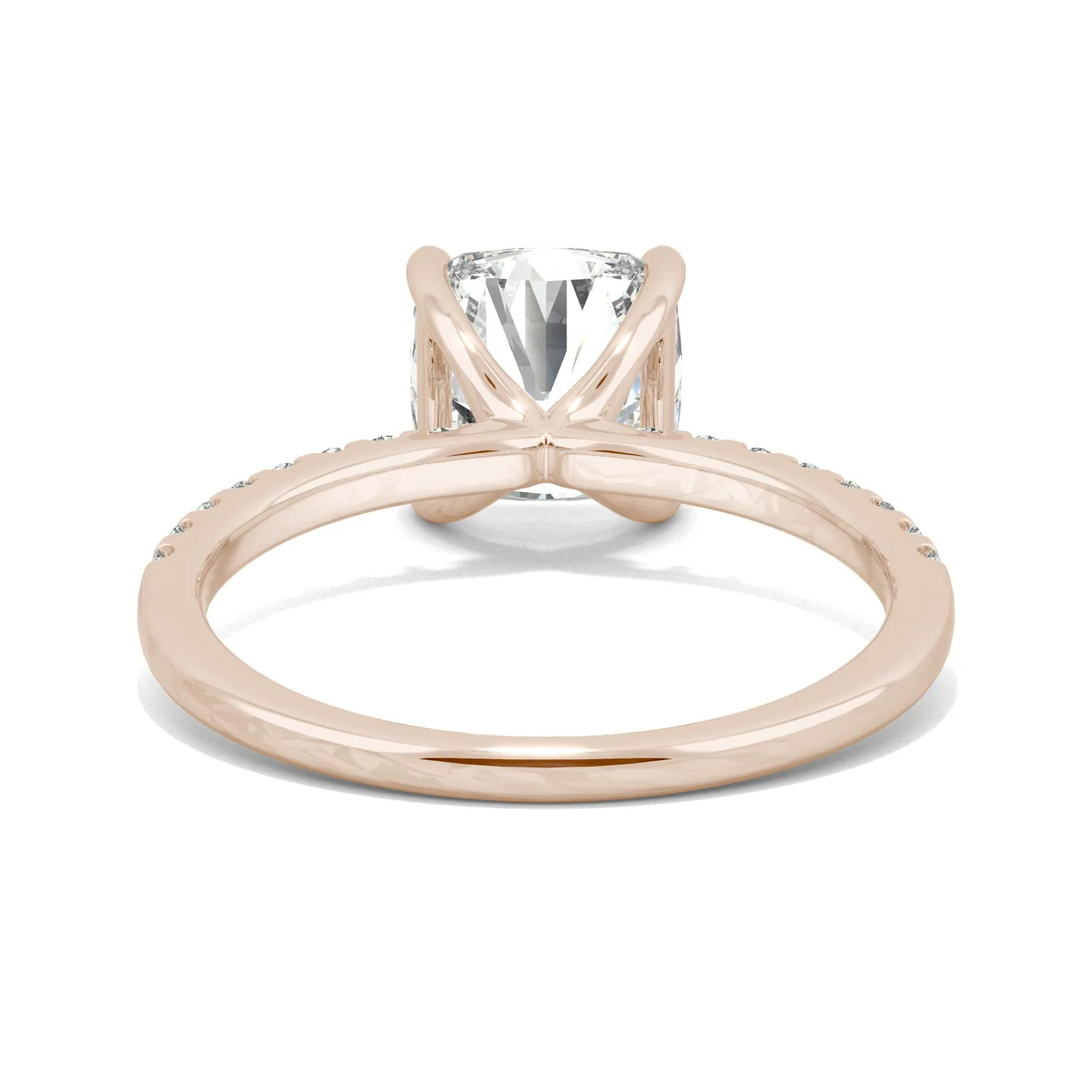 2.52 CTW DEW Cushion Moissanite Side-Stone Engagement Ring in 14K Rose Gold - Image 6