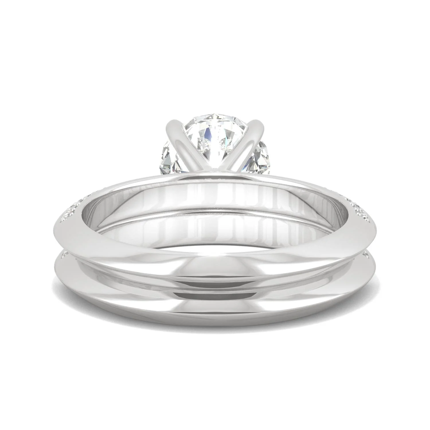 2.68 CTW DEW 14K White Gold Moissanite Round Knife Edge Bridal Set - Image 6