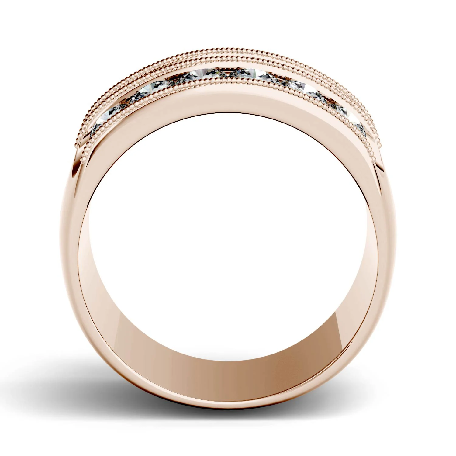 2.88 CTW DEW Round Moissanite Three Row Statement Ring in 14K Rose Gold - Image 3