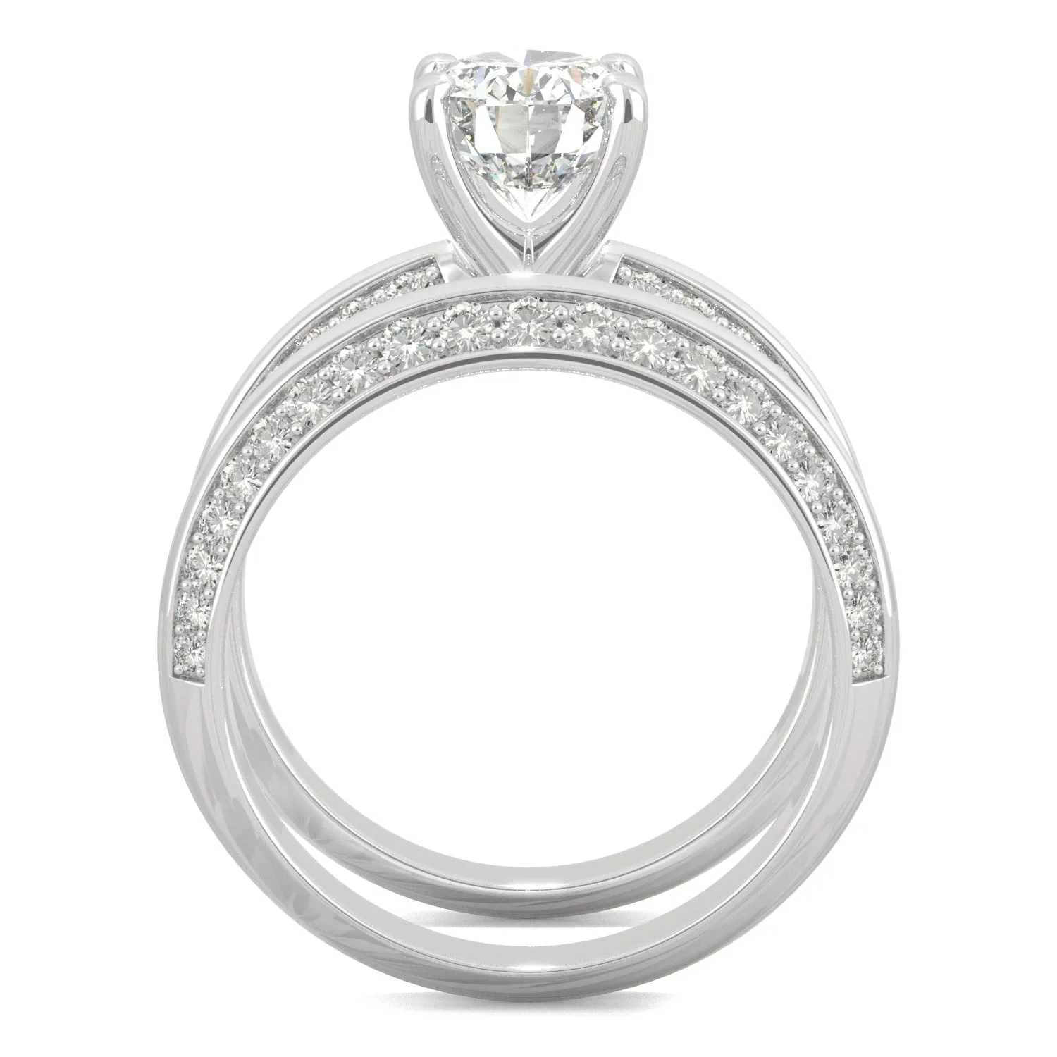 2.91 CTW DEW Oval Moissanite Knife Edge Wedding Set in 14K White Gold - Image 3