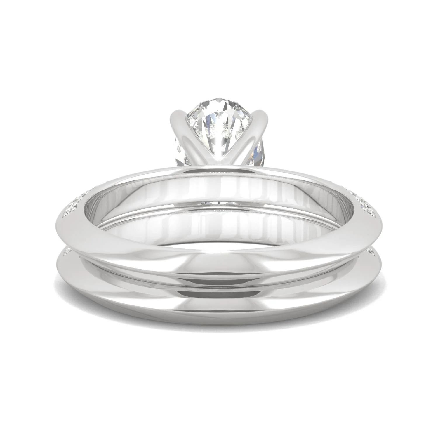 2.91 CTW DEW Oval Moissanite Knife Edge Wedding Set in 14K White Gold - Image 6