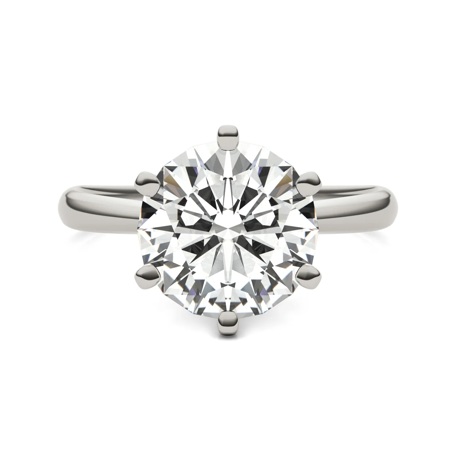3.10 CTW DEW Round Moissanite Six-Prong Solitaire Engagement Ring in 14K White Gold - Image 4