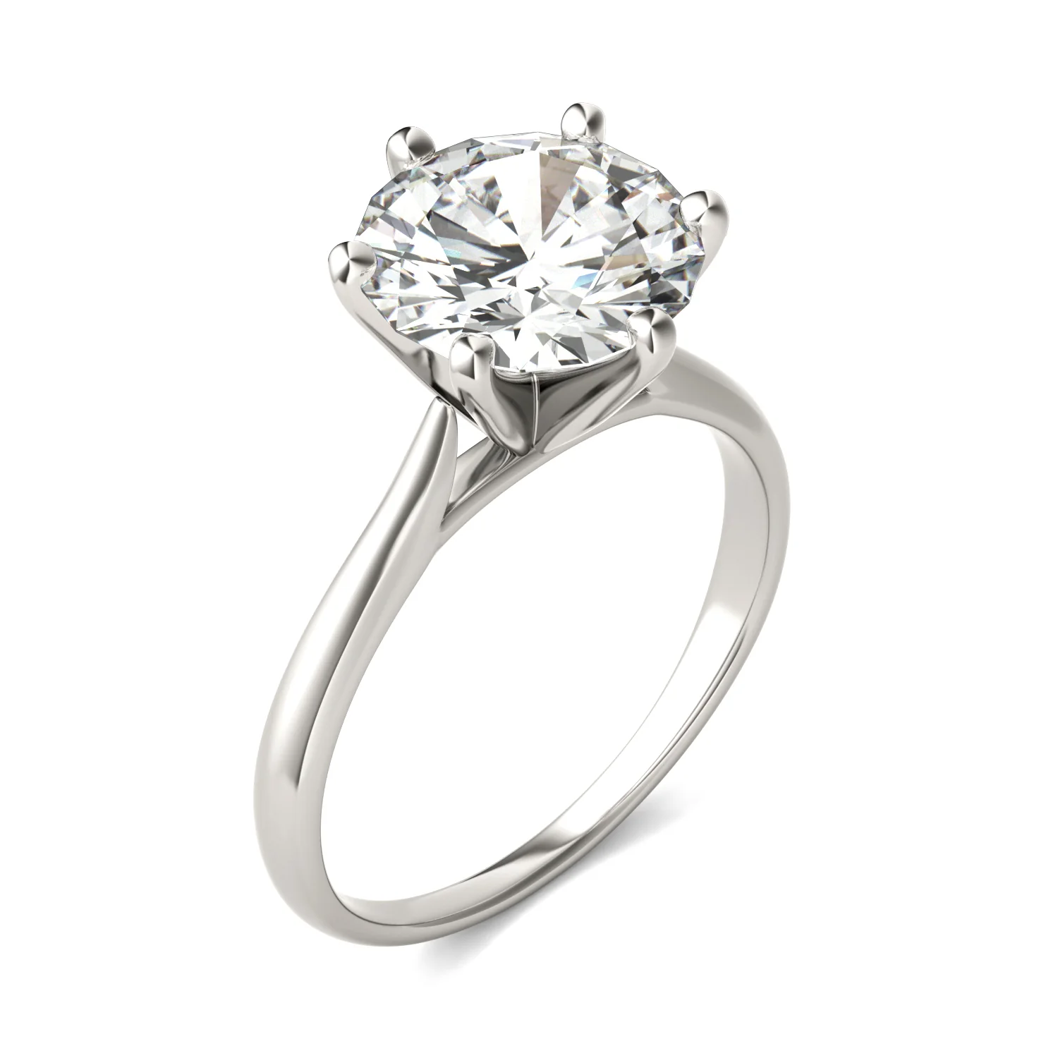 3.10 CTW DEW Round Moissanite Six-Prong Solitaire Engagement Ring in 14K White Gold - Image 6
