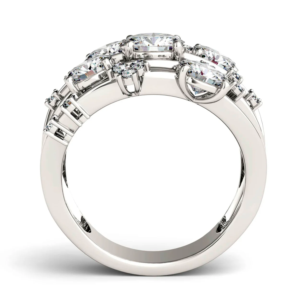 3.14 CTW DEW Round Moissanite Galaxy Ring in 14K White Gold - Image 2