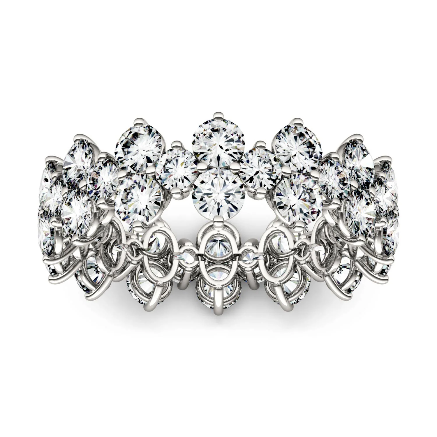 3.64 CTW DEW Round Moissanite Eternity Band in 14K White Gold