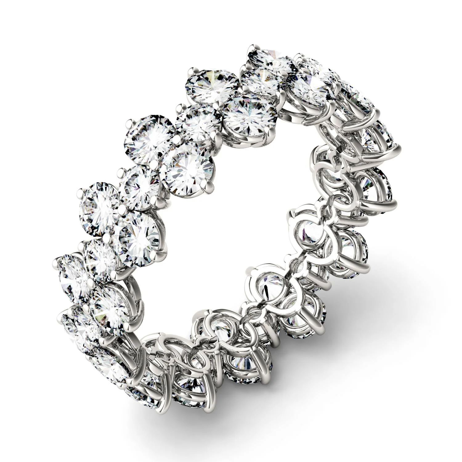 3.64 CTW DEW Round Moissanite Eternity Band in 14K White Gold - Image 2