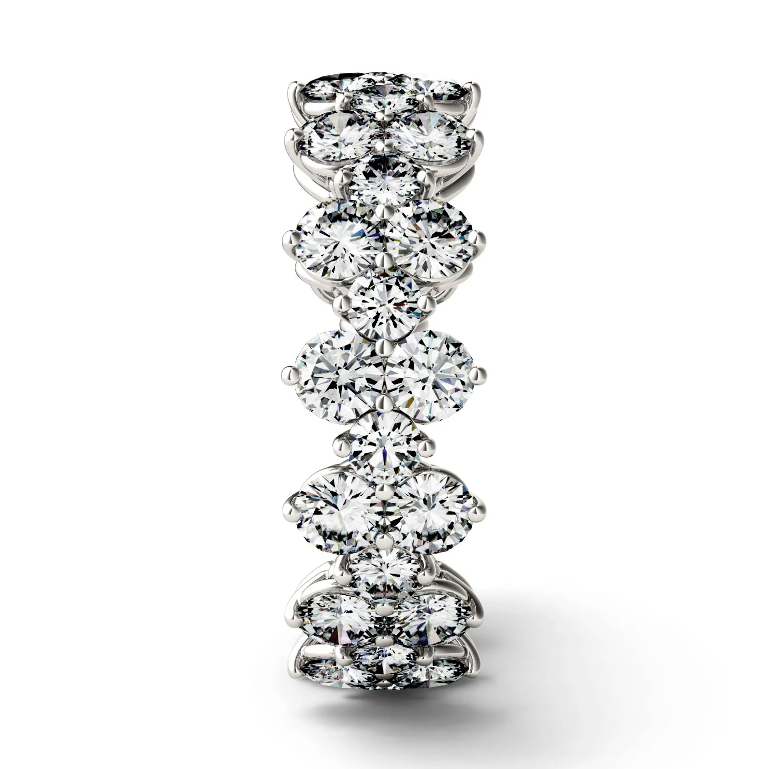 3.64 CTW DEW Round Moissanite Eternity Band in 14K White Gold - Image 5