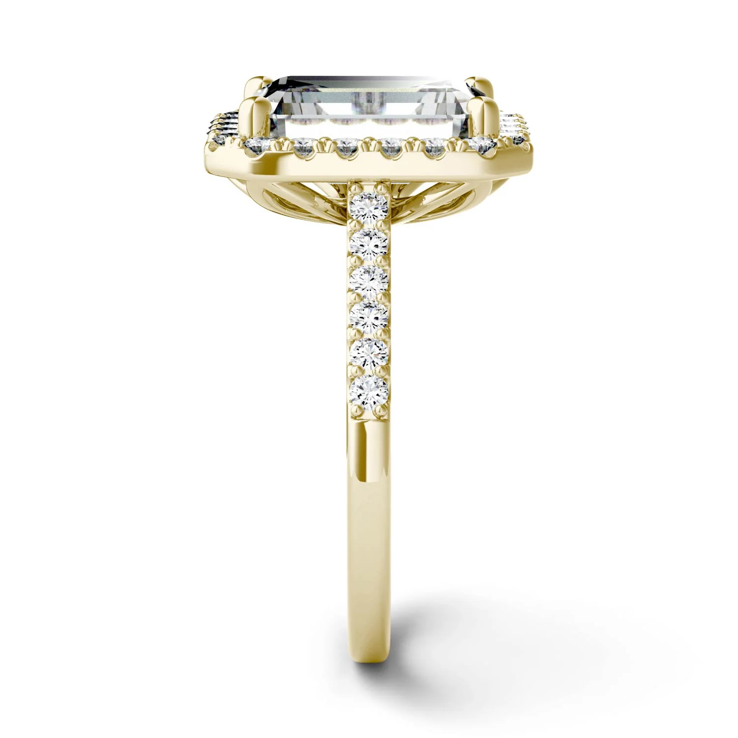 4.06 CTW DEW Emerald Moissanite Halo Engagement Ring in 14K Yellow Gold - Image 5