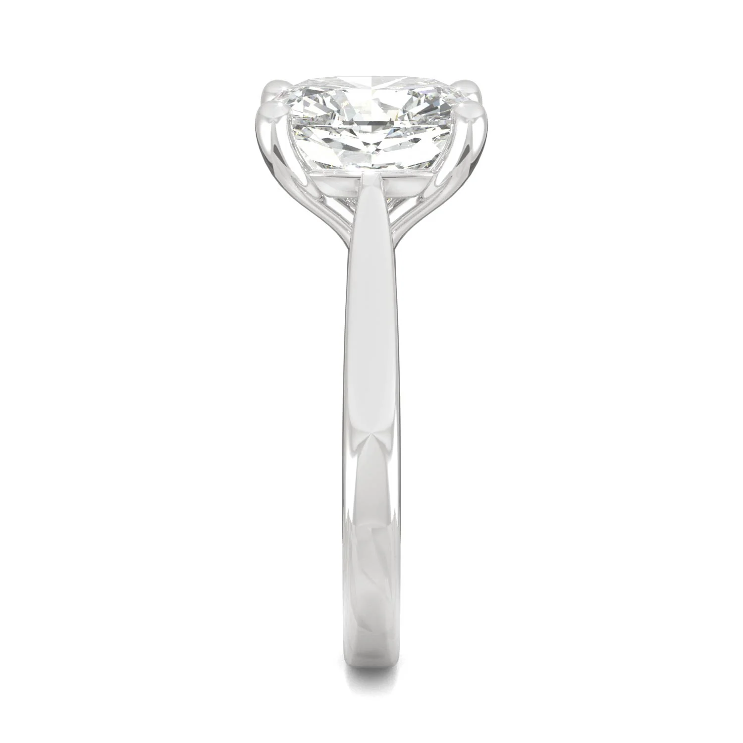 4.20 CTW DEW Cushion Moissanite Cathedral Solitaire Ring in 14K White Gold - Image 5