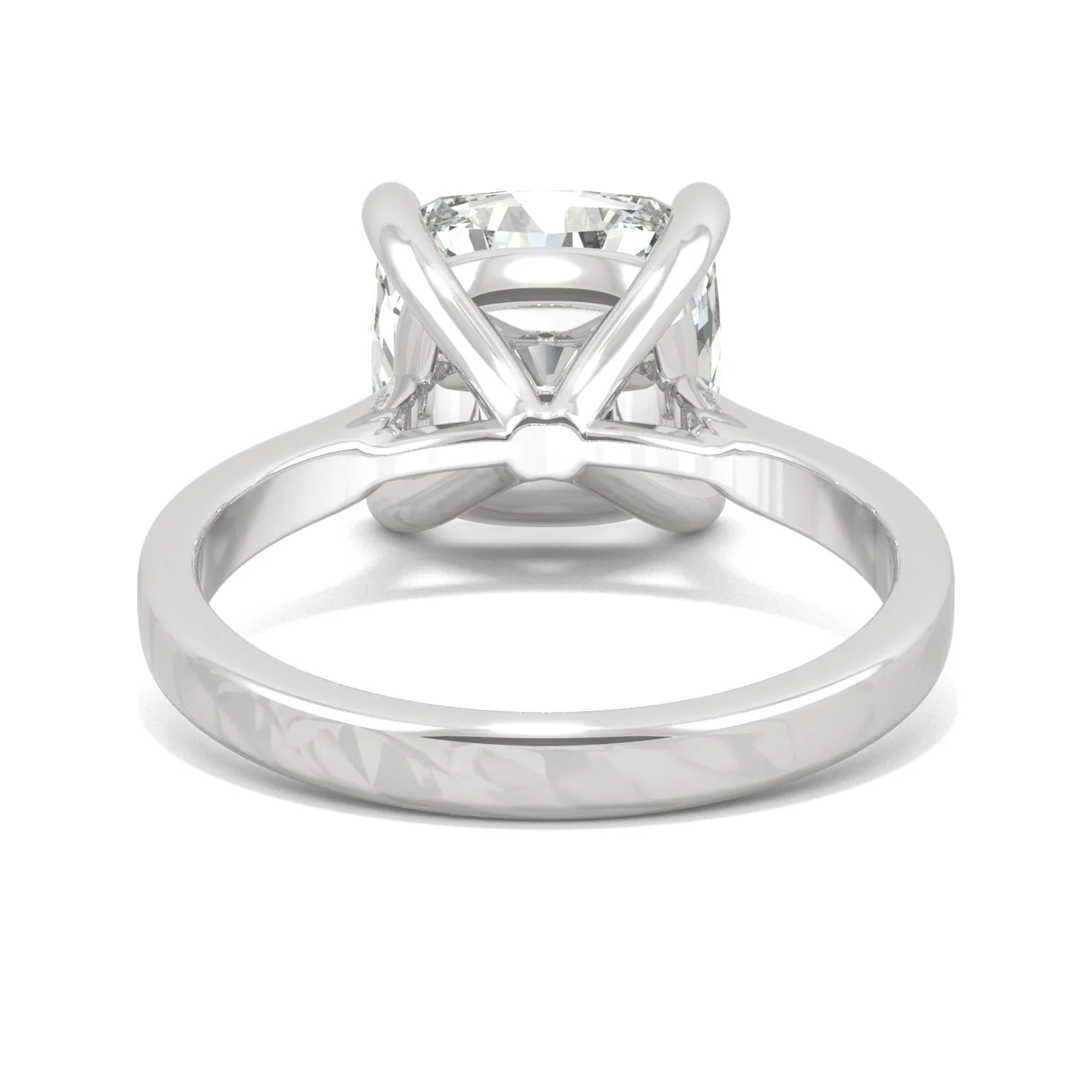 4.20 CTW DEW Cushion Moissanite Cathedral Solitaire Ring in 14K White Gold - Image 6