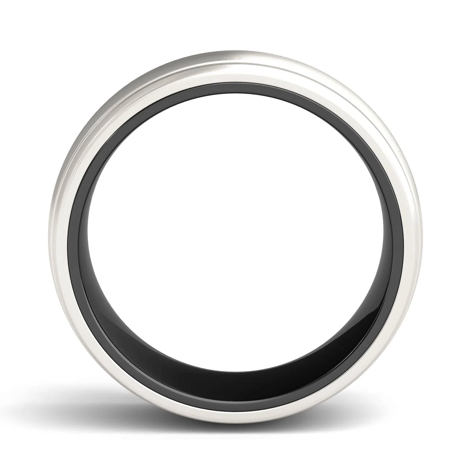 Dome Center with Step Edges 8.0mm Men's Wedding Band in Two-Tone Titanium - Image 3