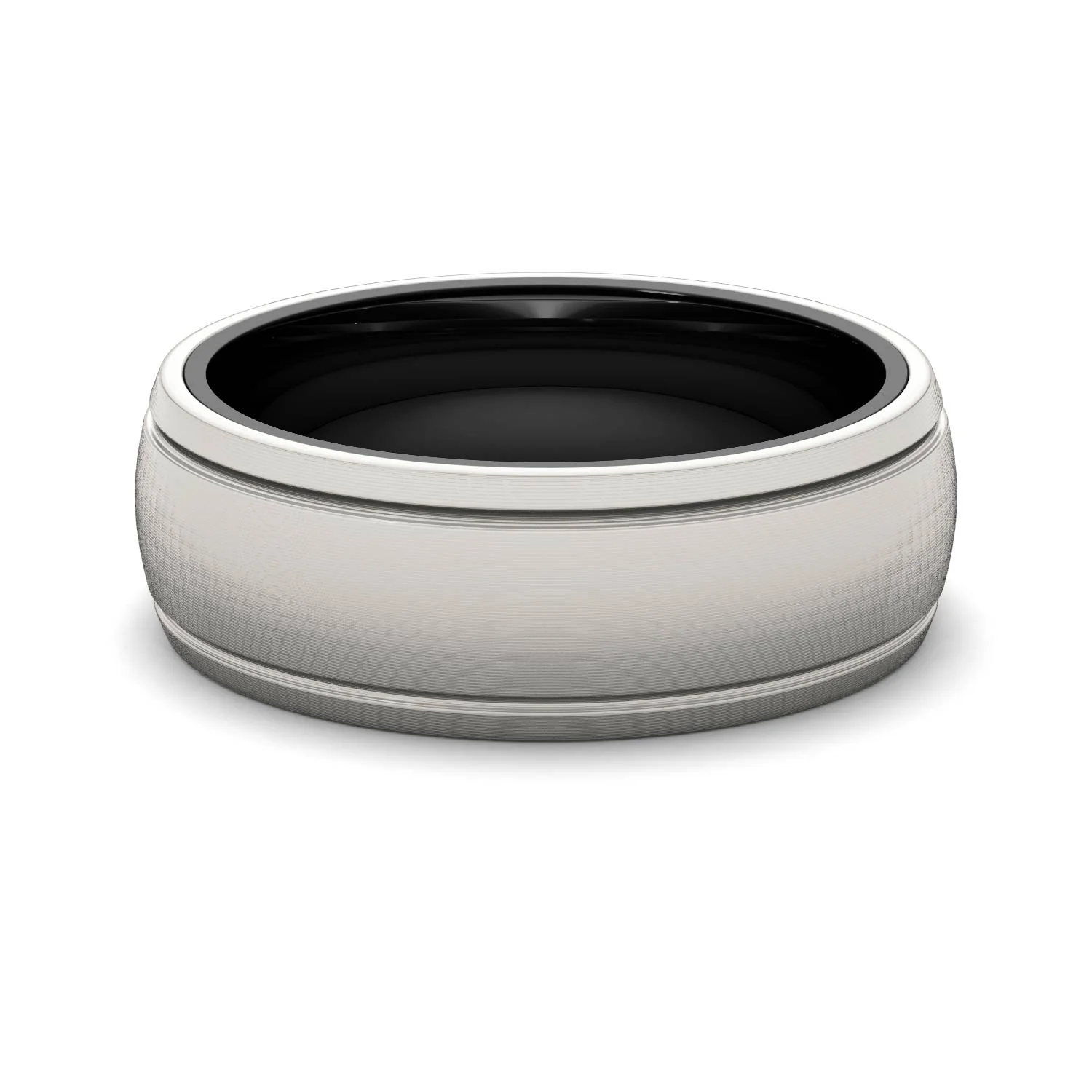 Dome Center with Step Edges 8.0mm Men's Wedding Band in Two-Tone Titanium - Image 4