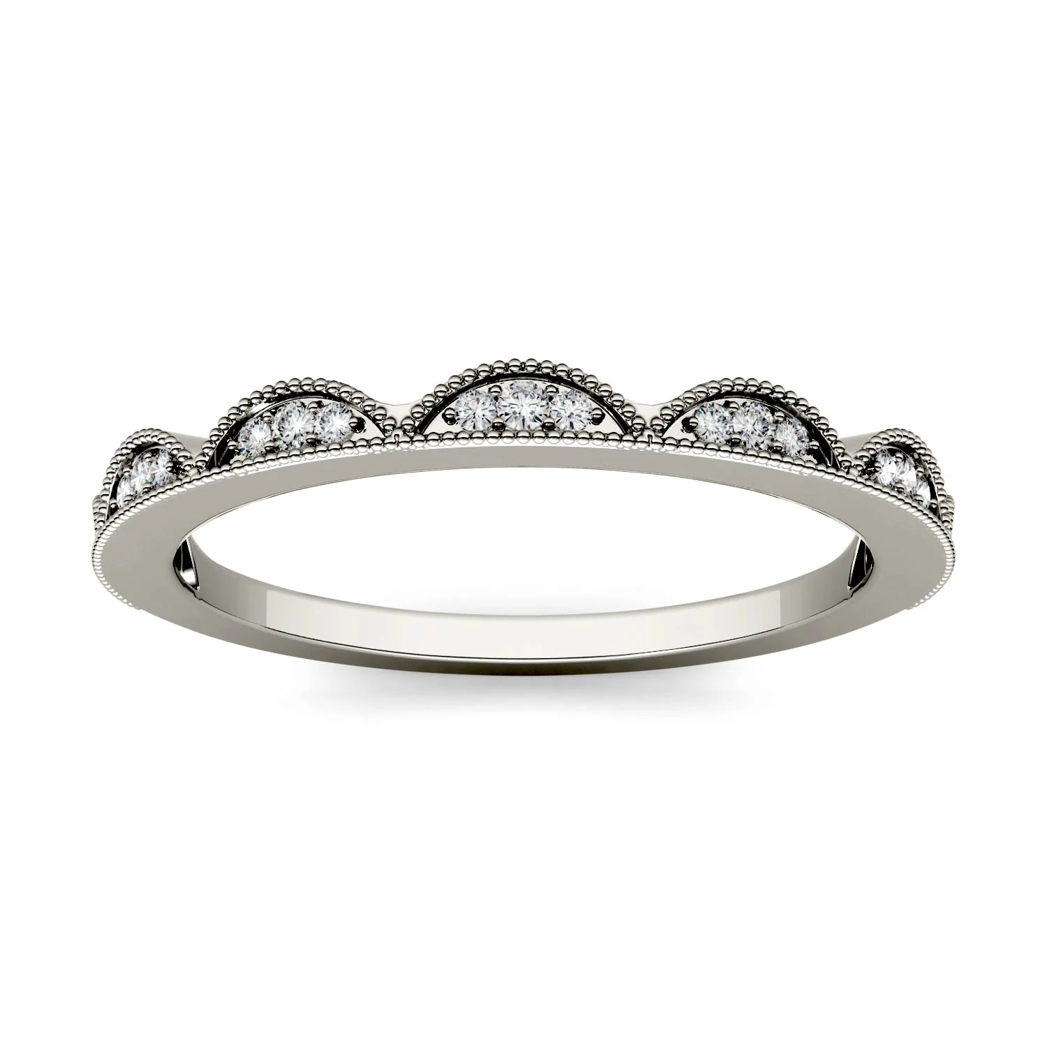 0.13 CTW DEW Moissanite Half Moon Stacker Band in 14K White Gold