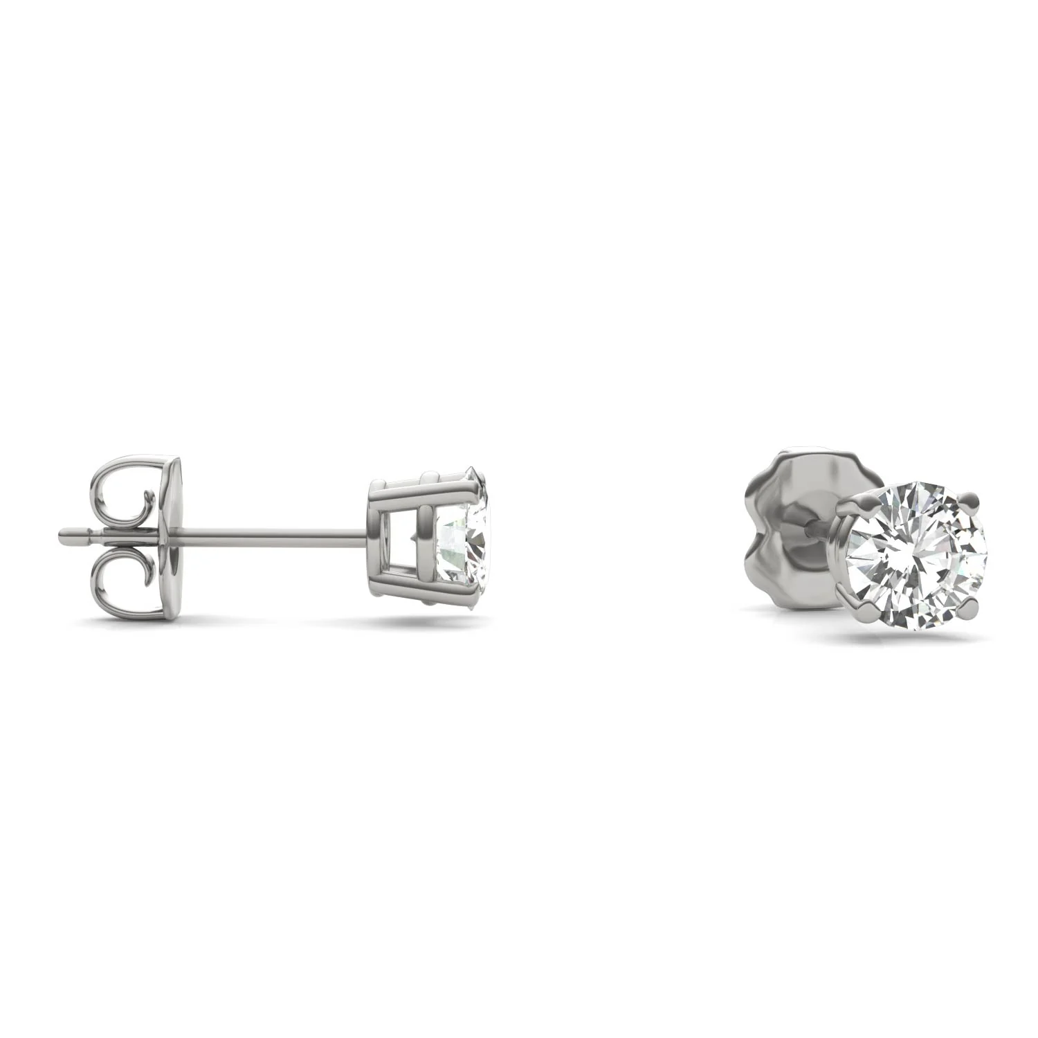 1.00 CTW DEW Round Moissanite Stud Earrings in Platinum - Image 2