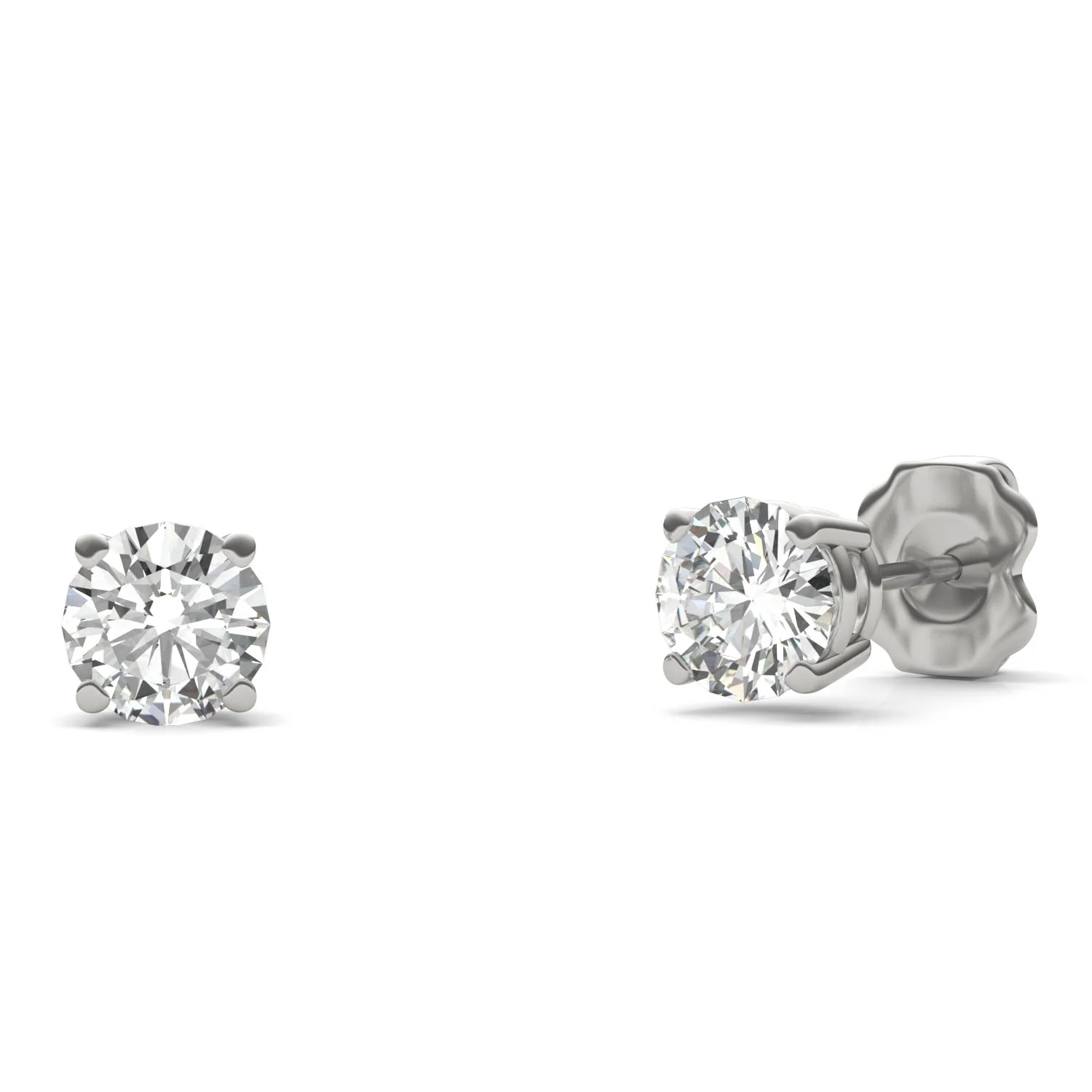 1.00 CTW DEW Round Moissanite Stud Earrings in Platinum - Image 3
