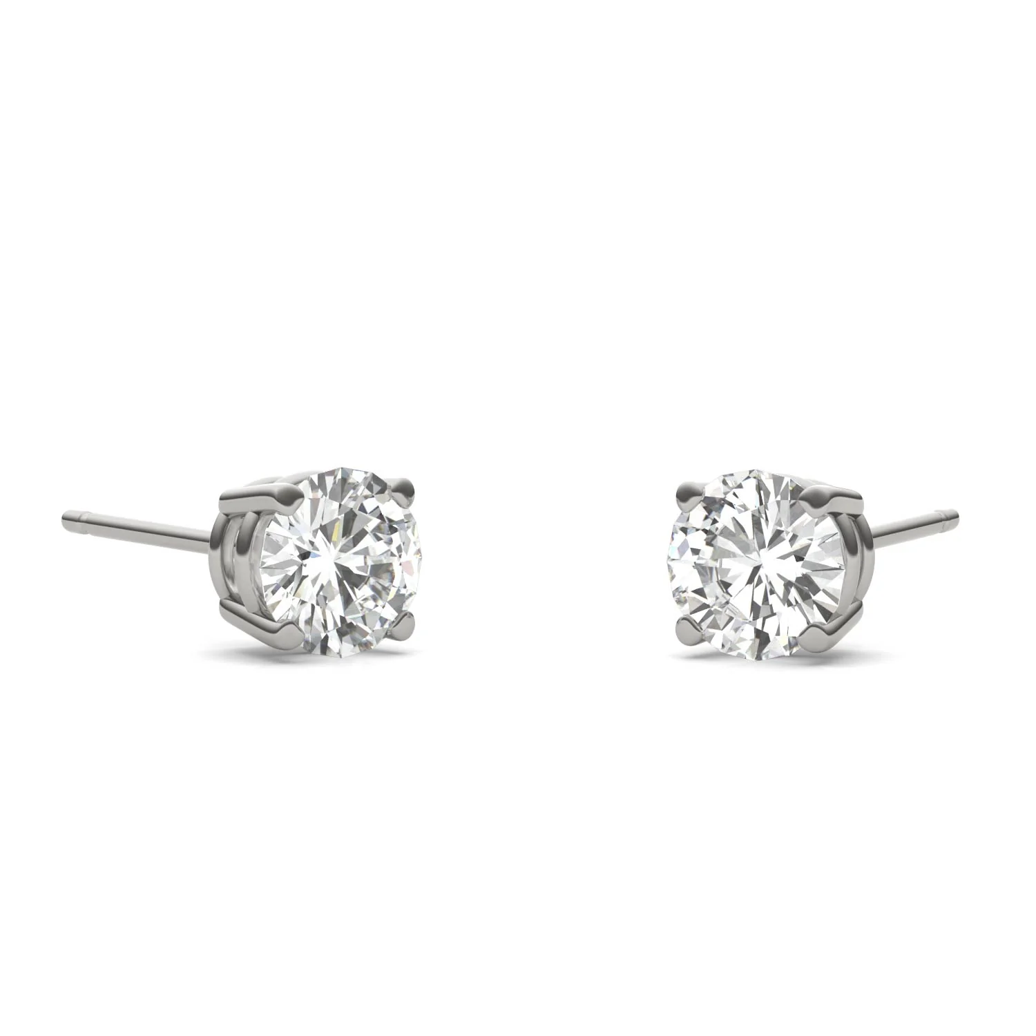 1.00 CTW DEW Round Moissanite Stud Earrings in Platinum - Image 4