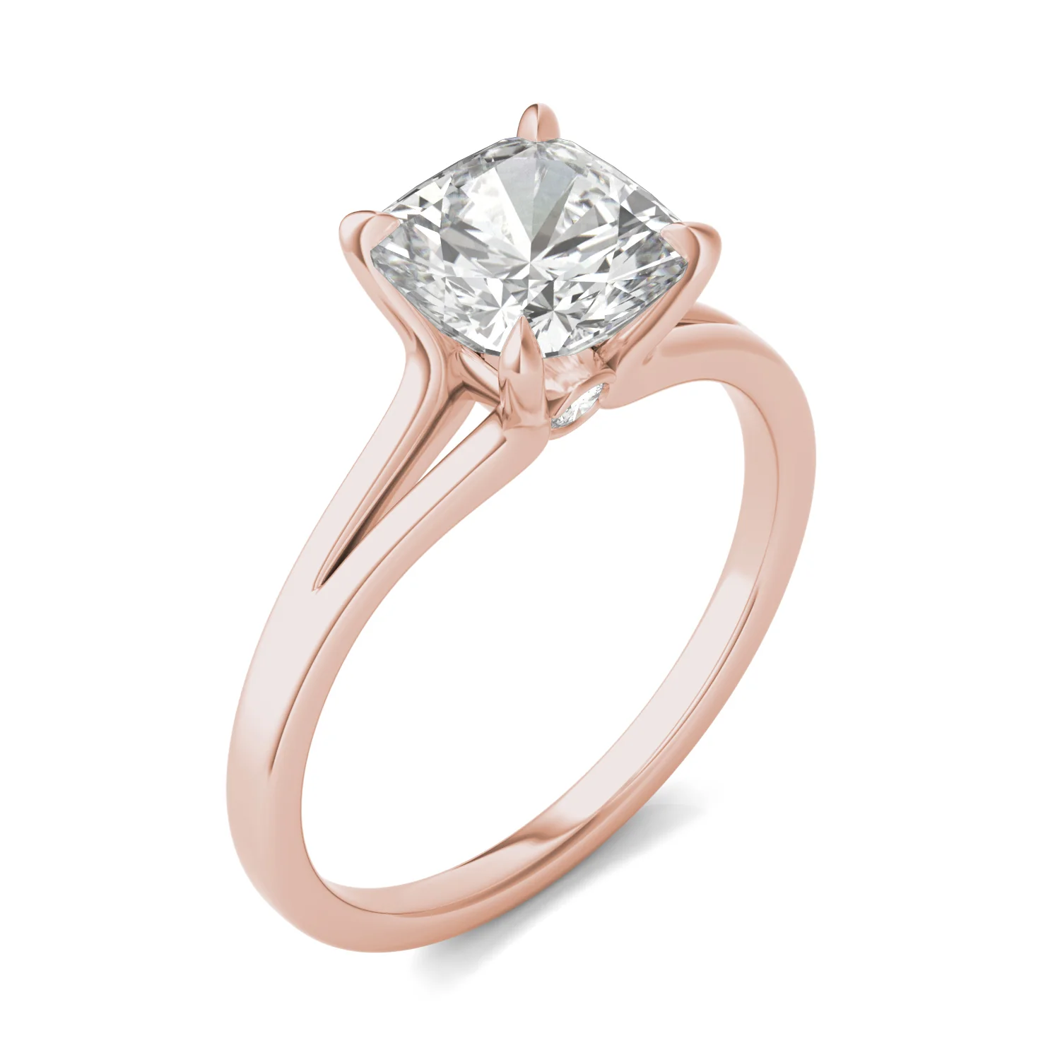 2.06 CTW DEW Cushion Moissanite Accented Ring in 14K Rose Gold - Image 2