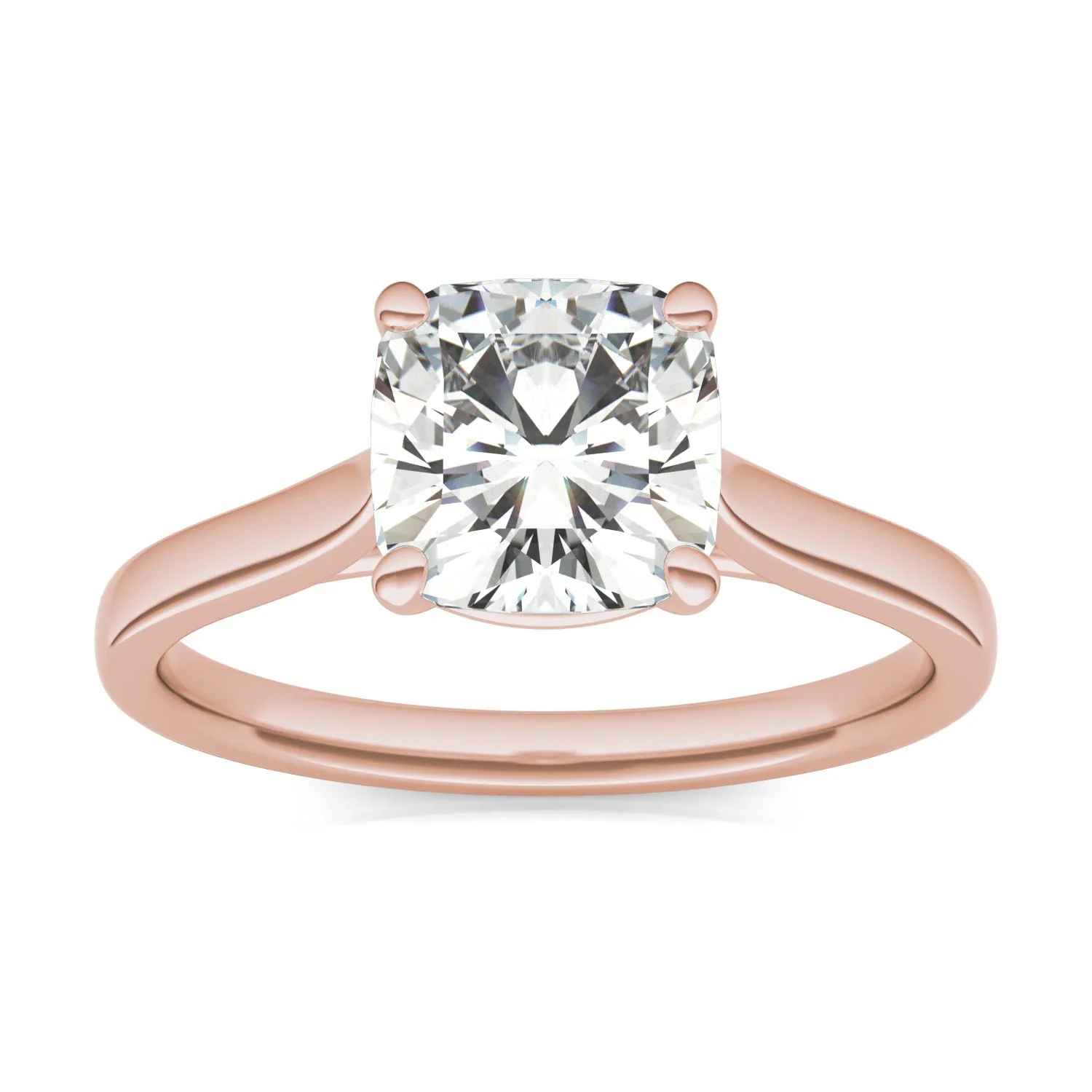 2.00 CTW DEW Cushion Moissanite Solitaire Engagement Ring in 14K Rose Gold