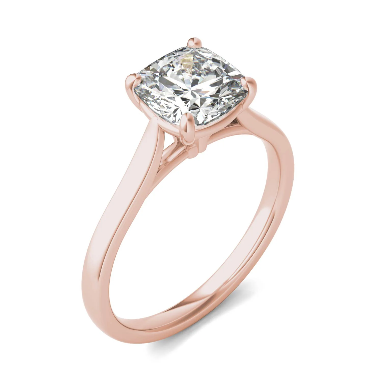 2.00 CTW DEW Cushion Moissanite Solitaire Engagement Ring in 14K Rose Gold - Image 2