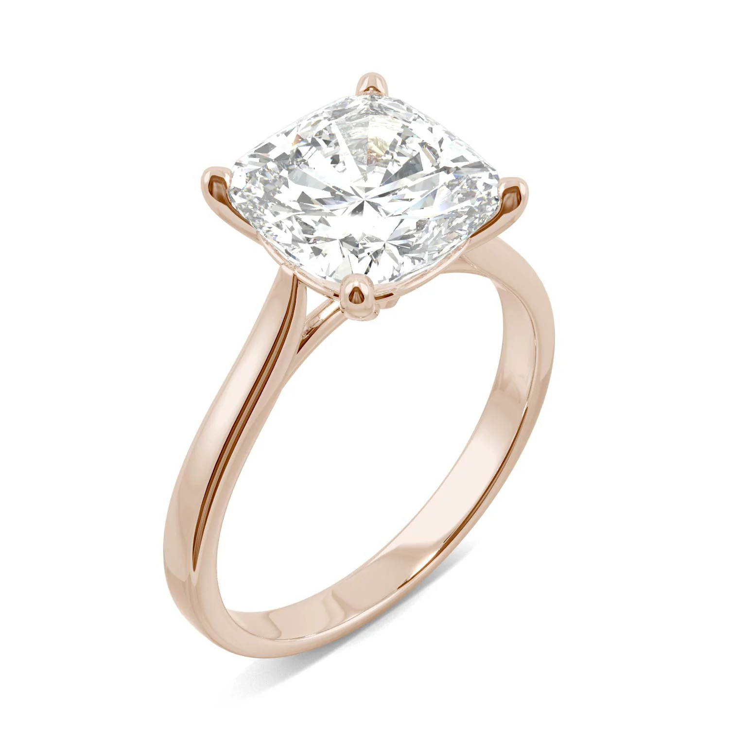 3.30 CTW DEW Cushion Moissanite Engagement Ring in 14K Rose Gold - Image 2
