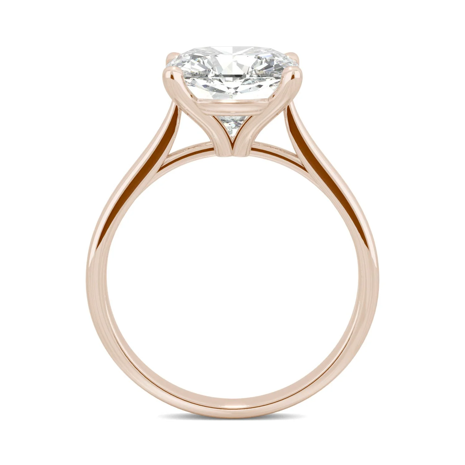 3.30 CTW DEW Cushion Moissanite Engagement Ring in 14K Rose Gold - Image 3