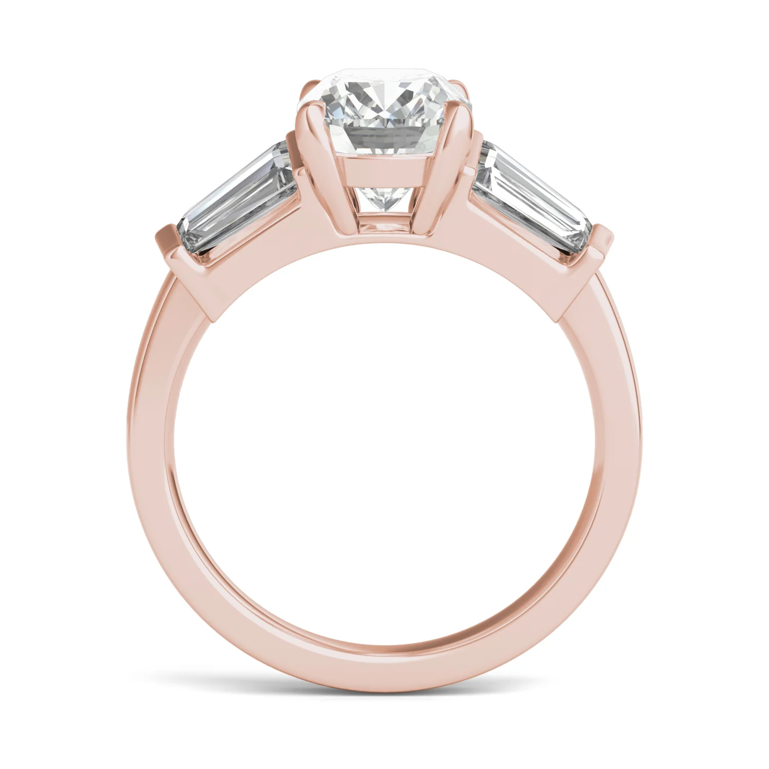 3.46 CTW DEW Elongated Cushion Moissanite Five Stone Ring in 14K Rose Gold - Image 3
