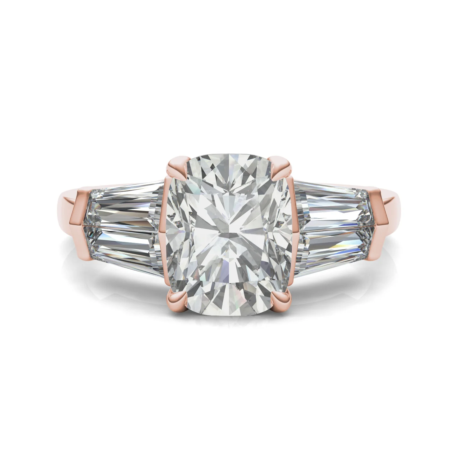 3.46 CTW DEW Elongated Cushion Moissanite Five Stone Ring in 14K Rose Gold - Image 4