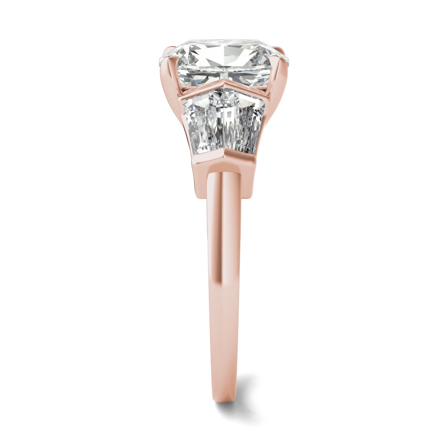 3.46 CTW DEW Elongated Cushion Moissanite Five Stone Ring in 14K Rose Gold - Image 5