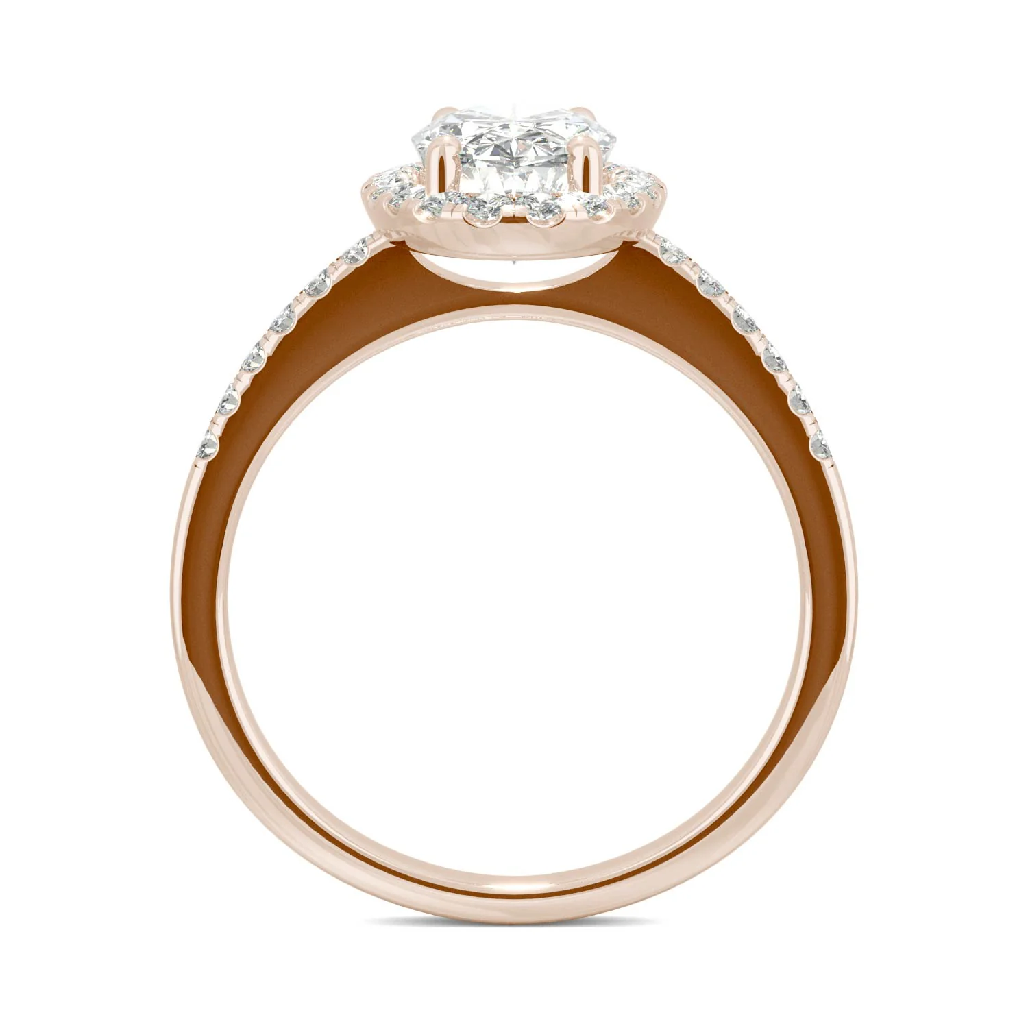 2.62 CTW DEW Elongated Oval Moissanite Halo Ring in 14K Rose Gold - Image 3