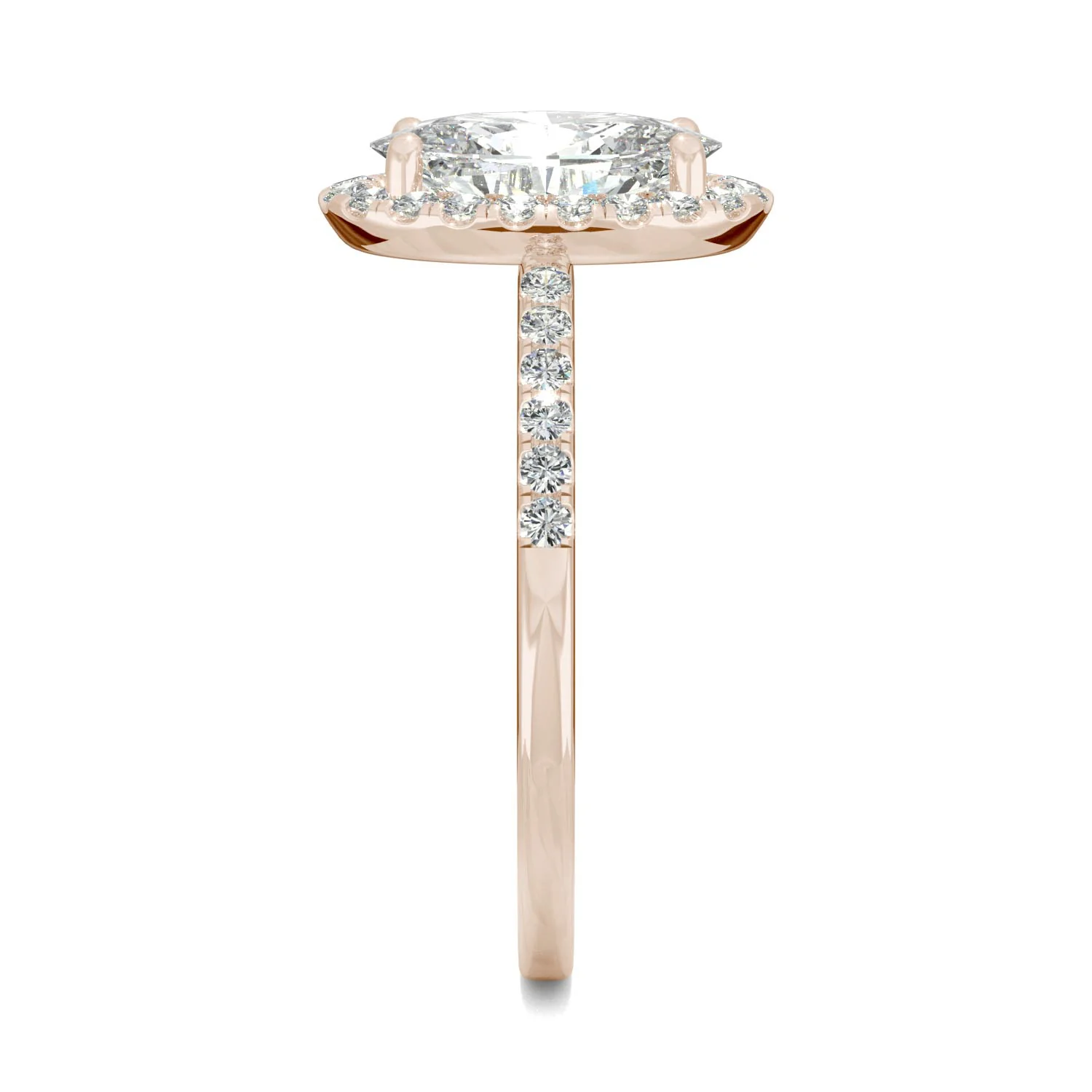 2.62 CTW DEW Elongated Oval Moissanite Halo Ring in 14K Rose Gold - Image 5