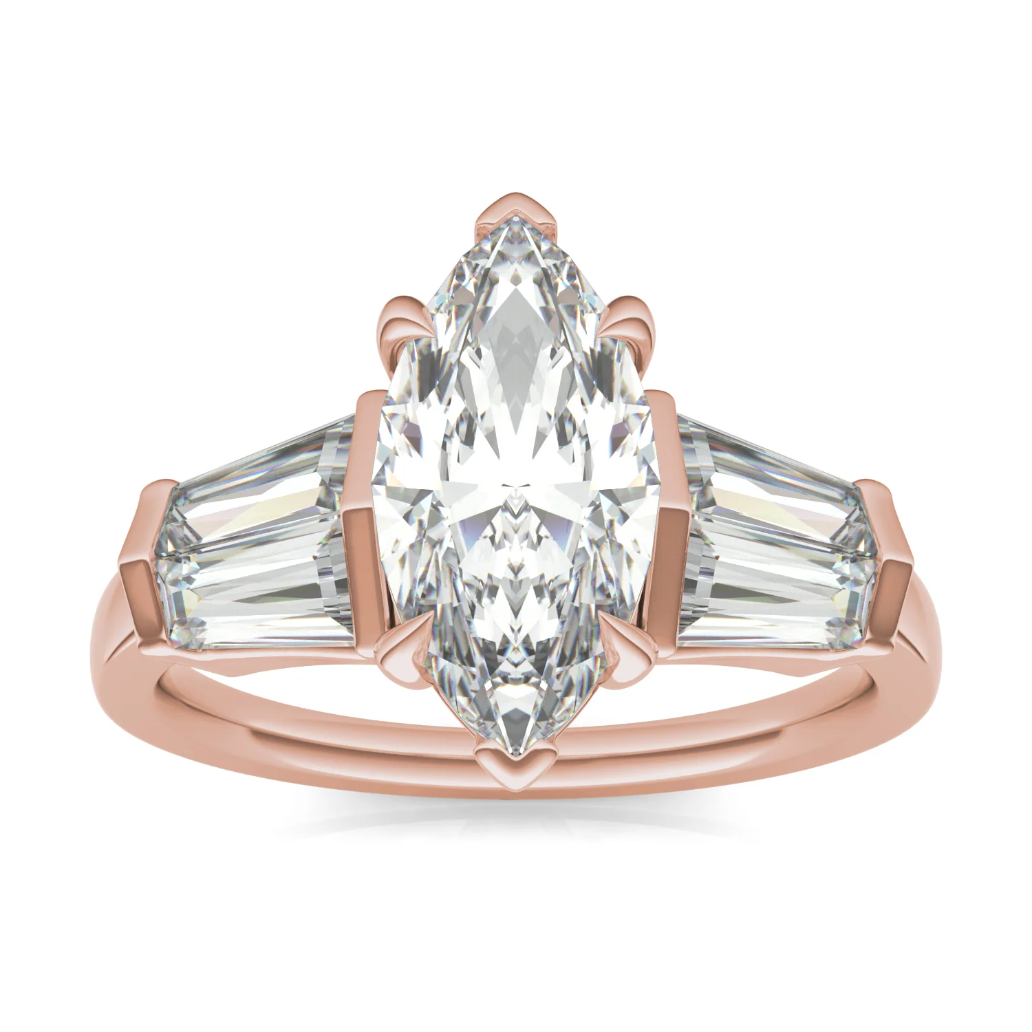 3.36 CTW DEW Marquise Moissanite Five-Stone Ring in 14K Rose Gold